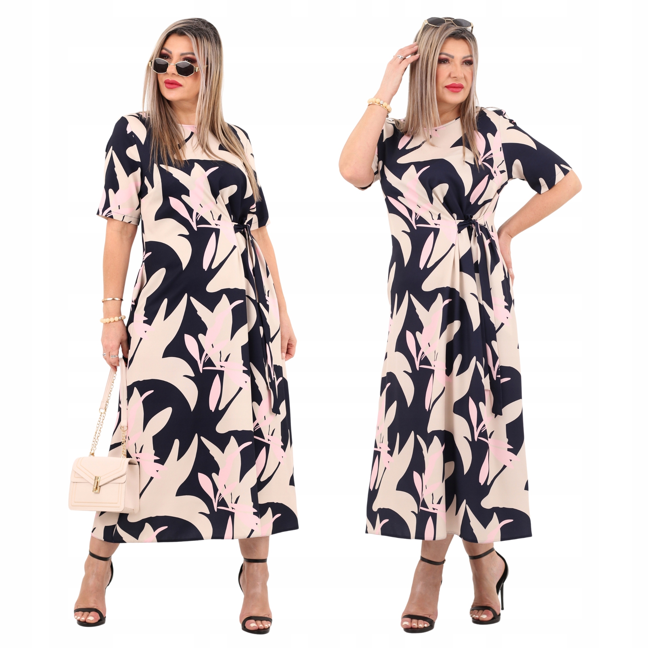 Sukienka długa zwiewna duże rozmiary Polski Producent weselna z kieszeniami