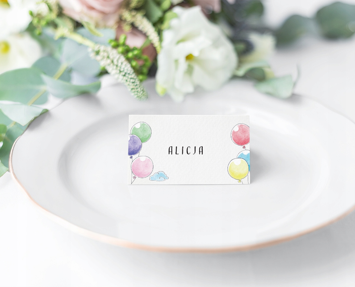 Winietki na Chrzest Święty, 10szt, Balony Wysokość produktu 5 cm