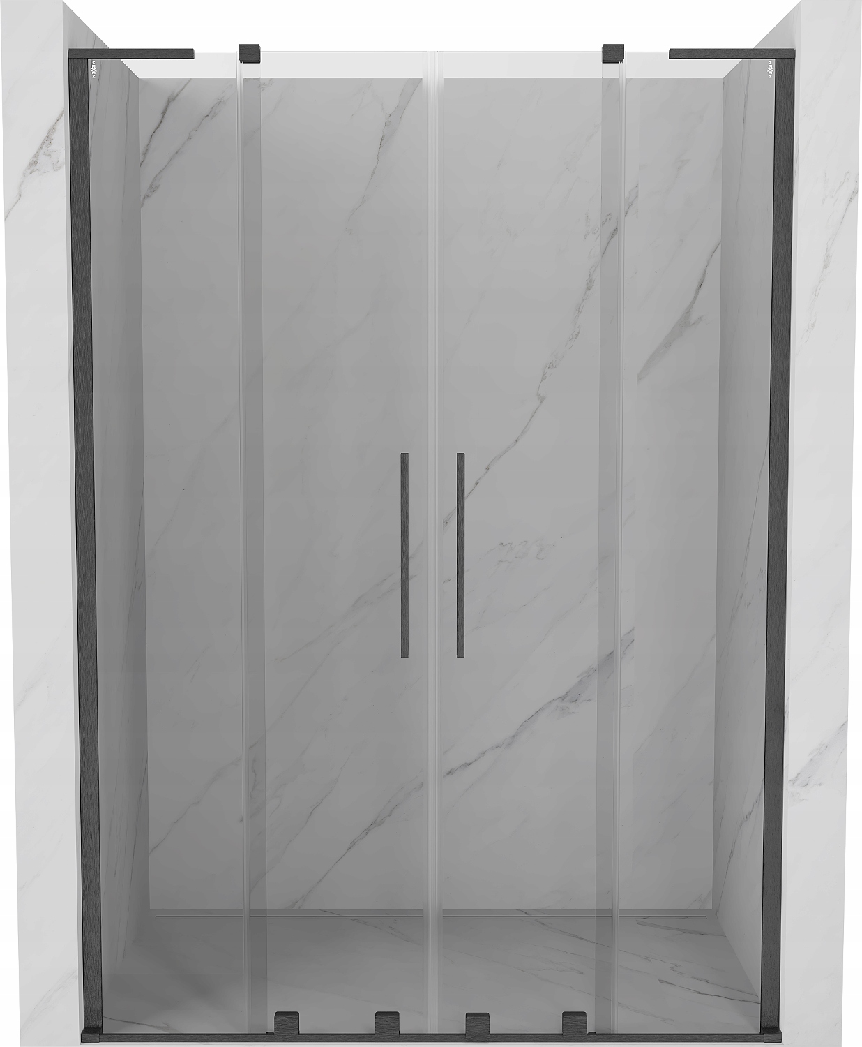 Mexen Velar L Duo 140 cm, posuvné dveře, kartáč. šedá, transparentní