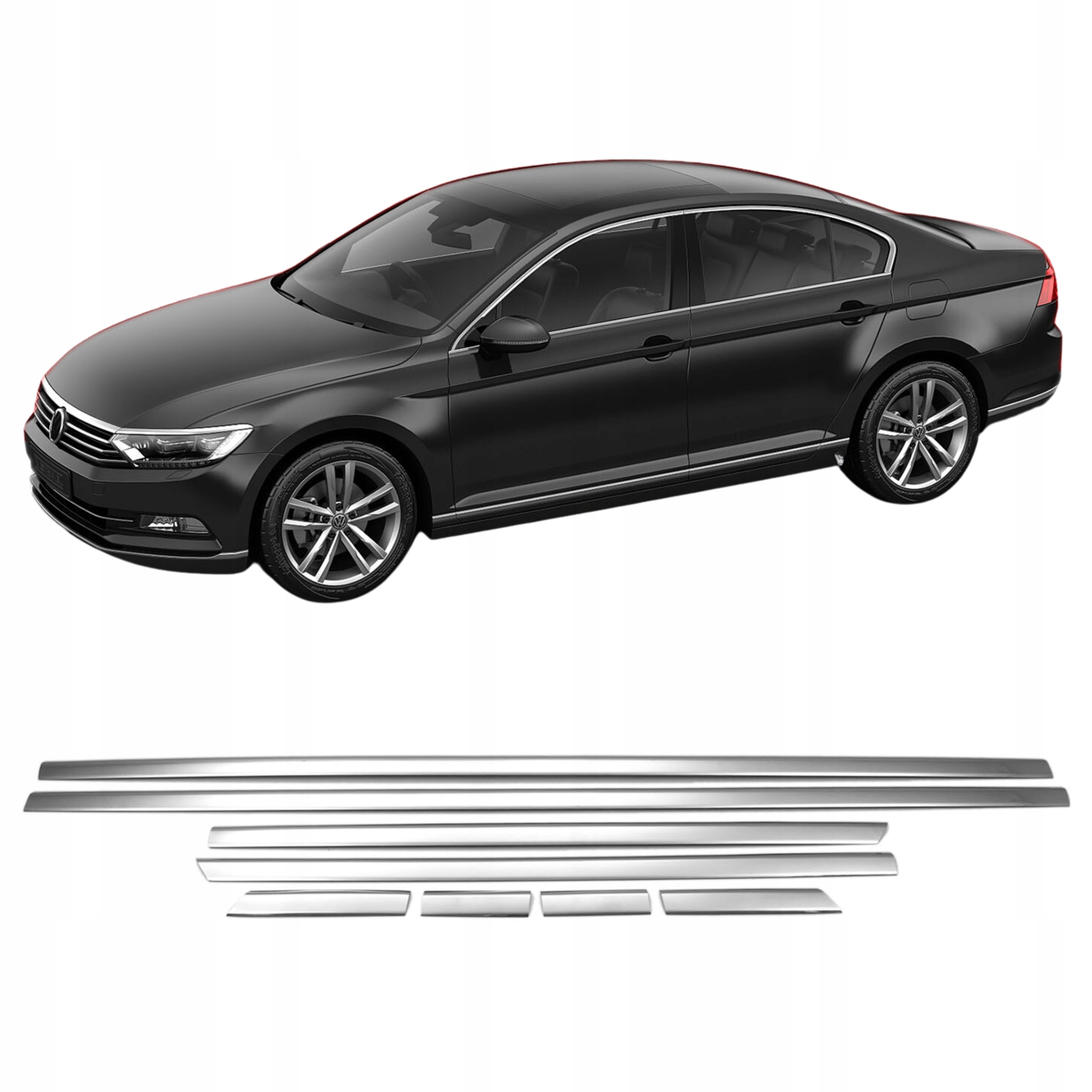 Lišty bočných dverí nerezová oceľ chróm Volkswagen Passat B8 2015-2019