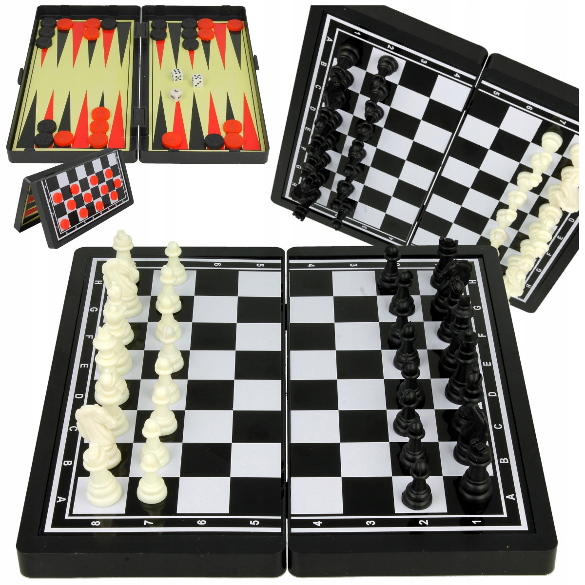 SZACHY WARCABY Podróżne DUŻE 3w1 tryktraka GRA EAN (GTIN) 5905108454760