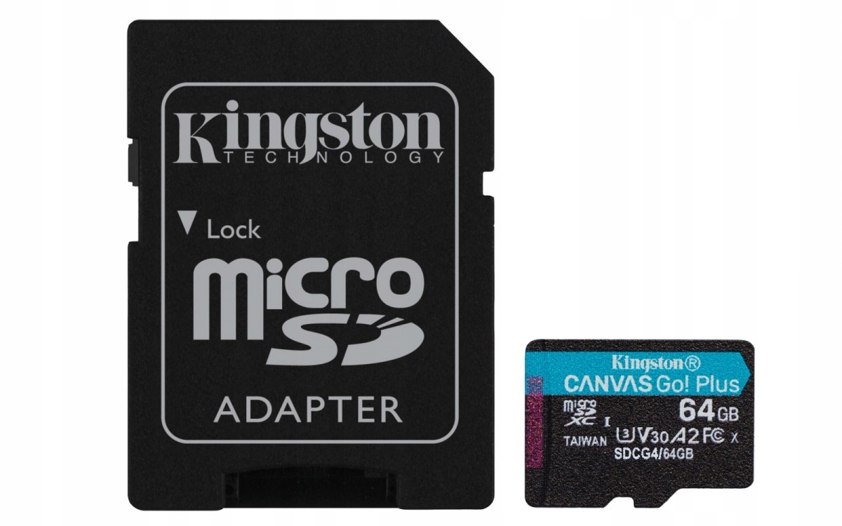 Kingston Karta microSD 64GB CanvasGo! Plus 200MB/s A2 U3 V30 adapter