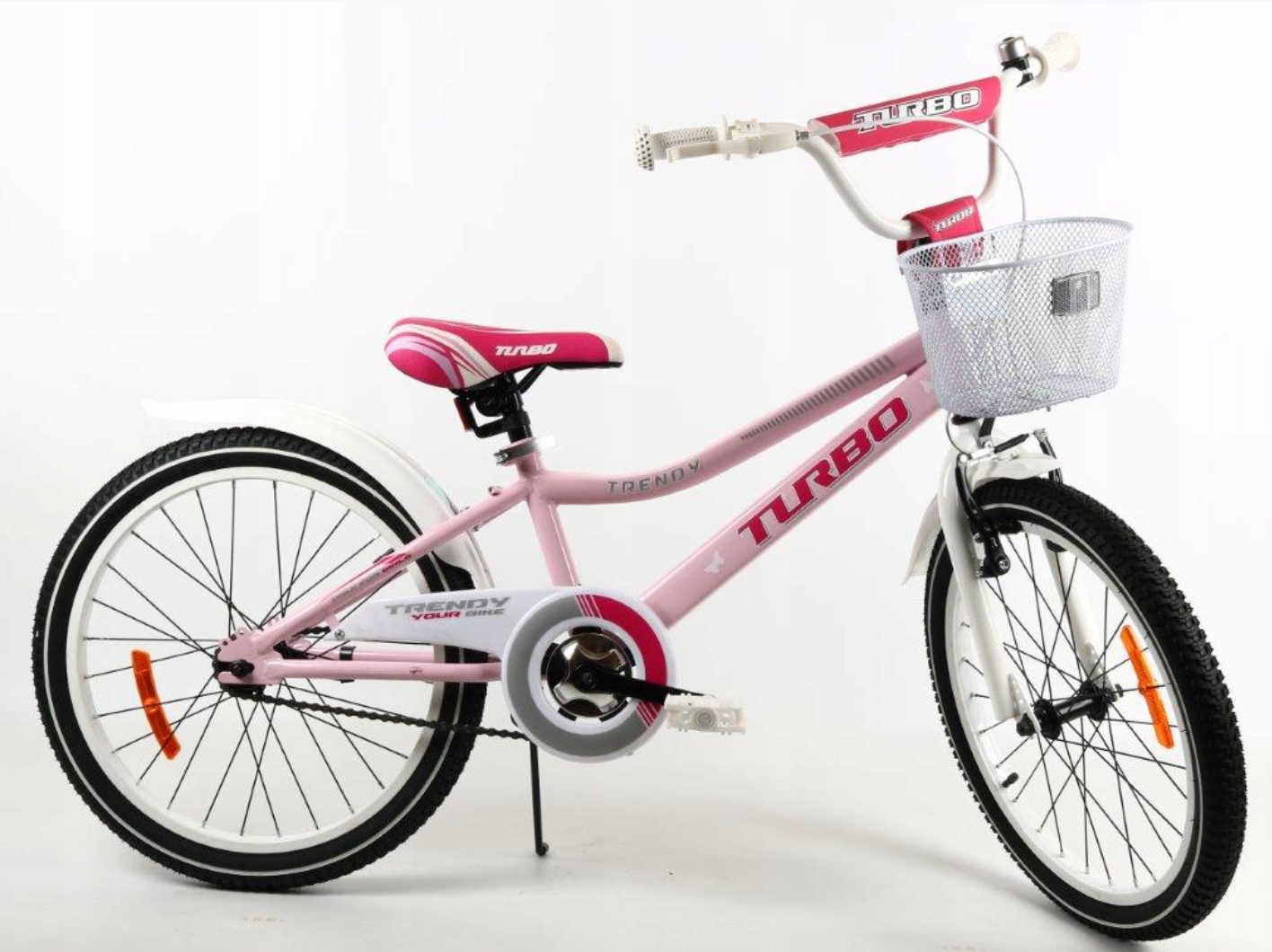 Rower dla dziewczynki 20" Trendy różowy p. koszyk błotniki stopka owijki Pl
