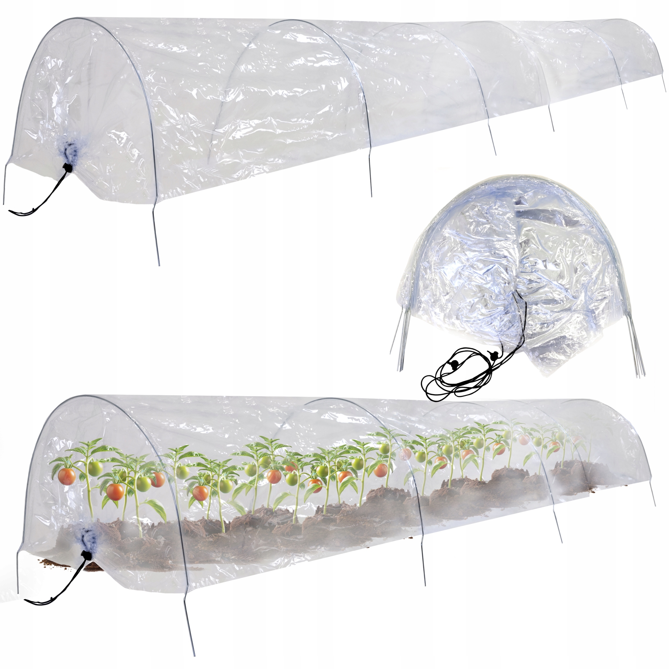 2 x TUNEL OGRODOWY Mini szklarnia ogrodowa uprawa ROŚLIN grządka 6 m Wysokość produktu 45 cm