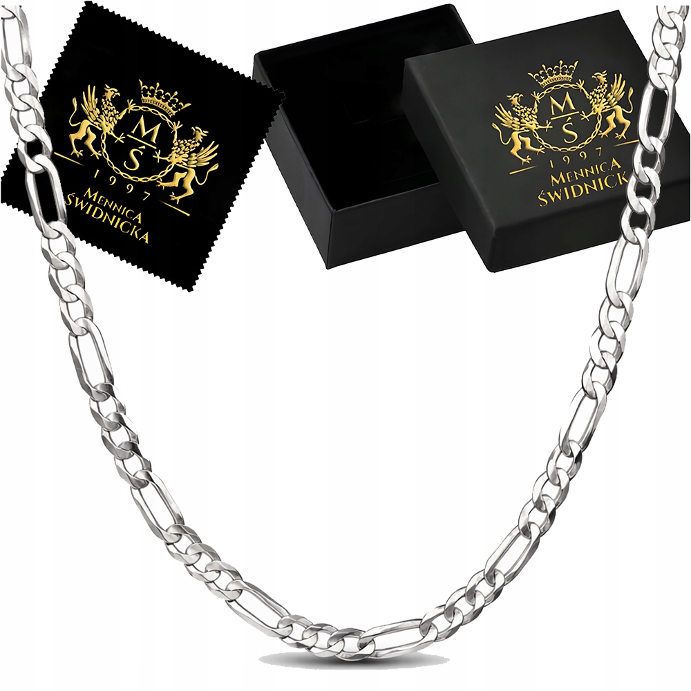 Stříbrný Řetízek Figaro 45 cm šířka 4 mm – Stříbro ryzosti 925 Klasický