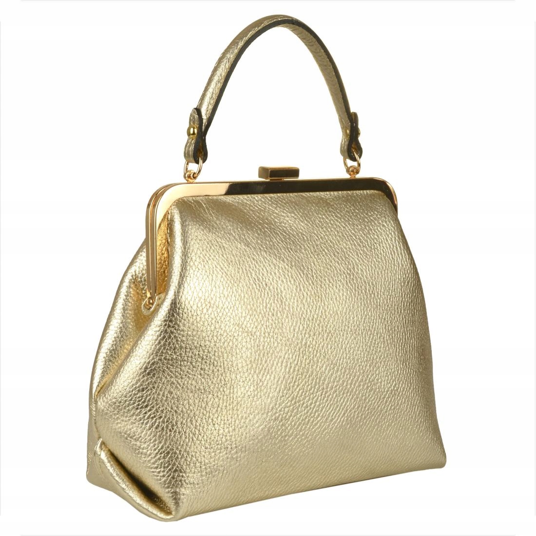 Borse in Pelle Torebka kuferek Skóra naturalna złoty z Włoch [SKU]