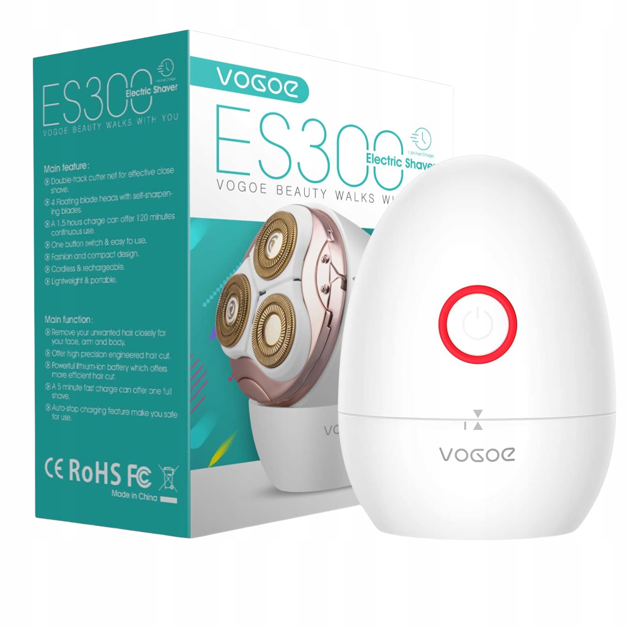 Holicí Strojek Elektrický Růžový Vodotěsný IPX7 pro bikiny Obličeje a Tělo ES300