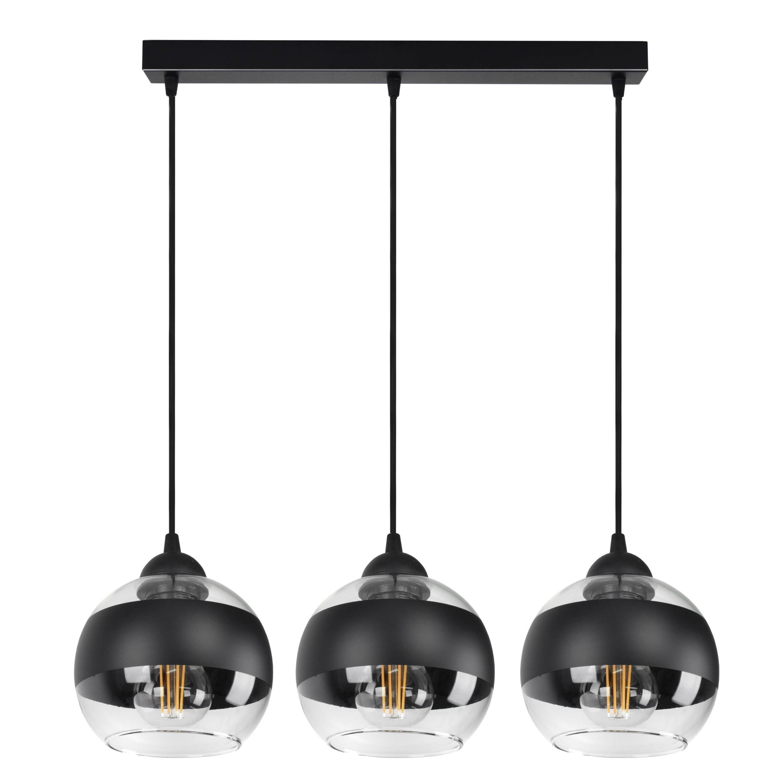 Lampa Wisząca Sufitowa Żyrandol Czarna Szklane Kule Black Belt BZ3 Led E27