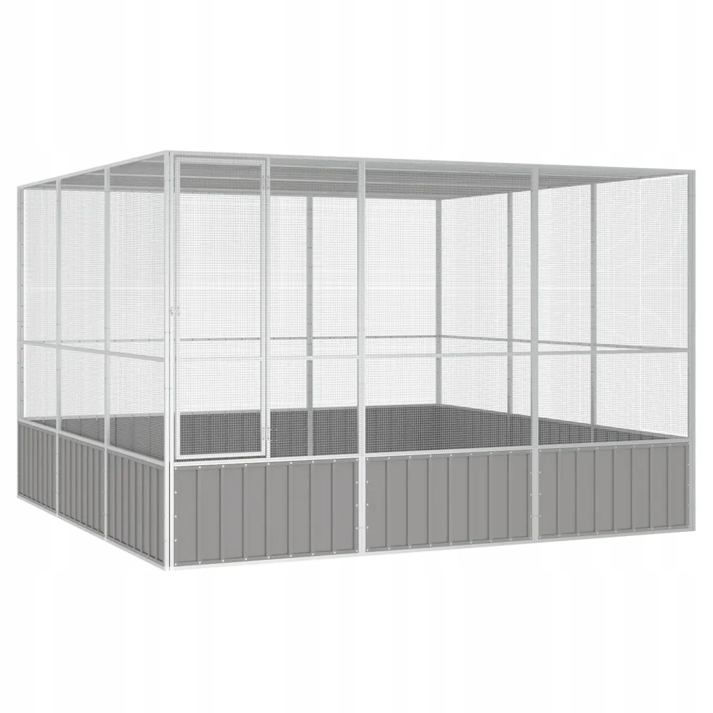 Levně Ptačí klec šedá 302,5x324,5x211,5 cm pozinkovaná ocel Šedá 171553
