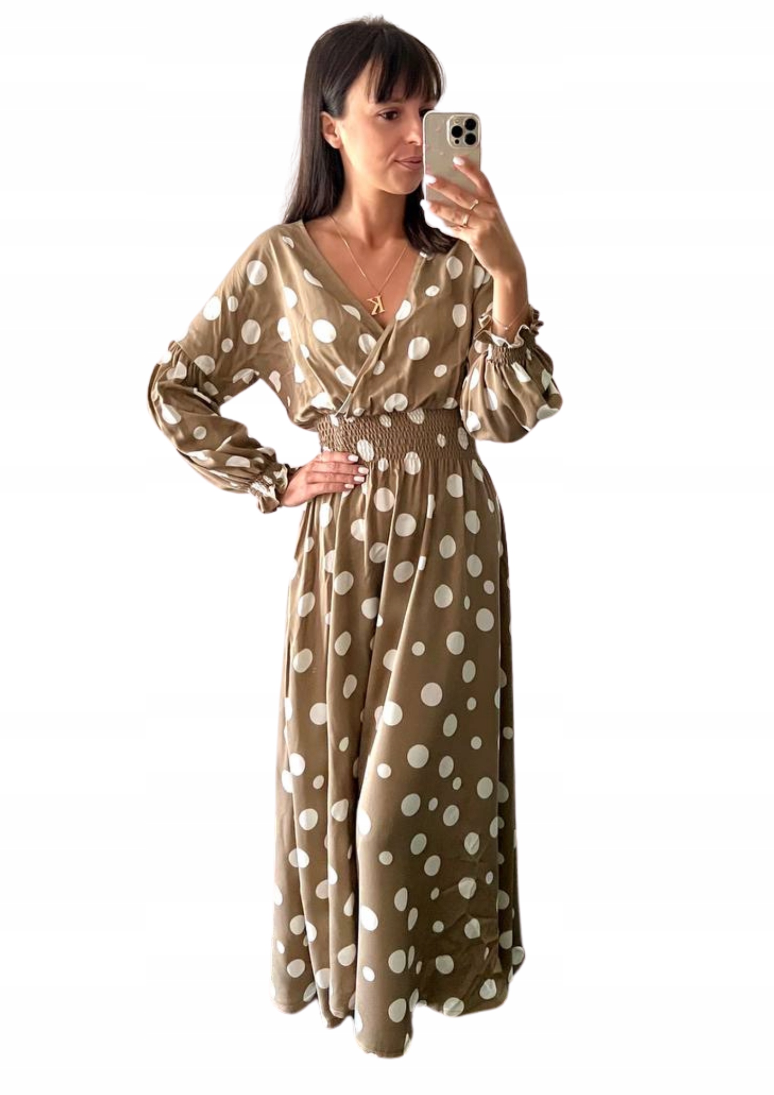 Šaty s puntíky Cocomore tmavě béžová-bílá S