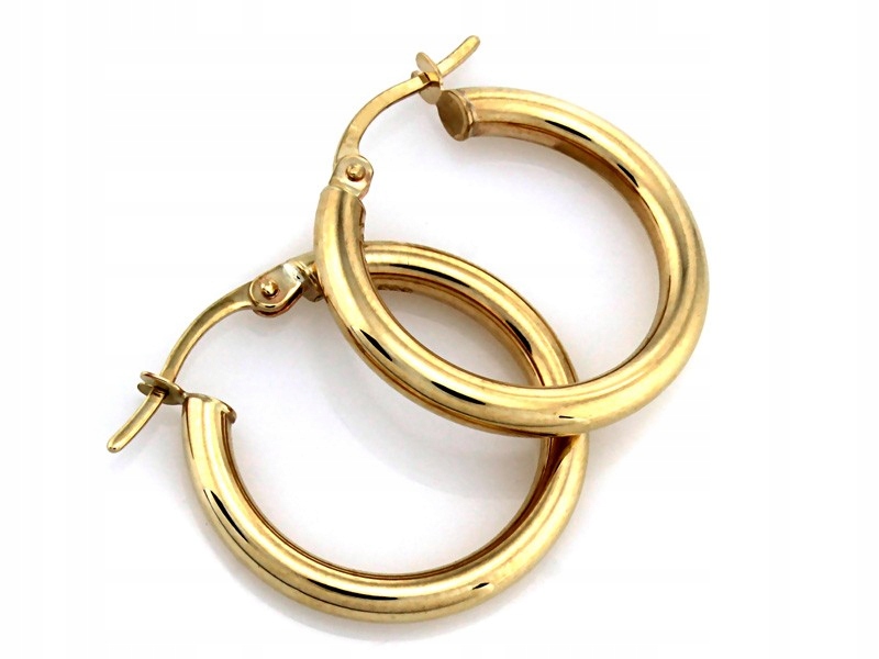 Náušnice zlaté kruhy 26 mm bez kamenů 585 kroužky jako dárek 15 kt