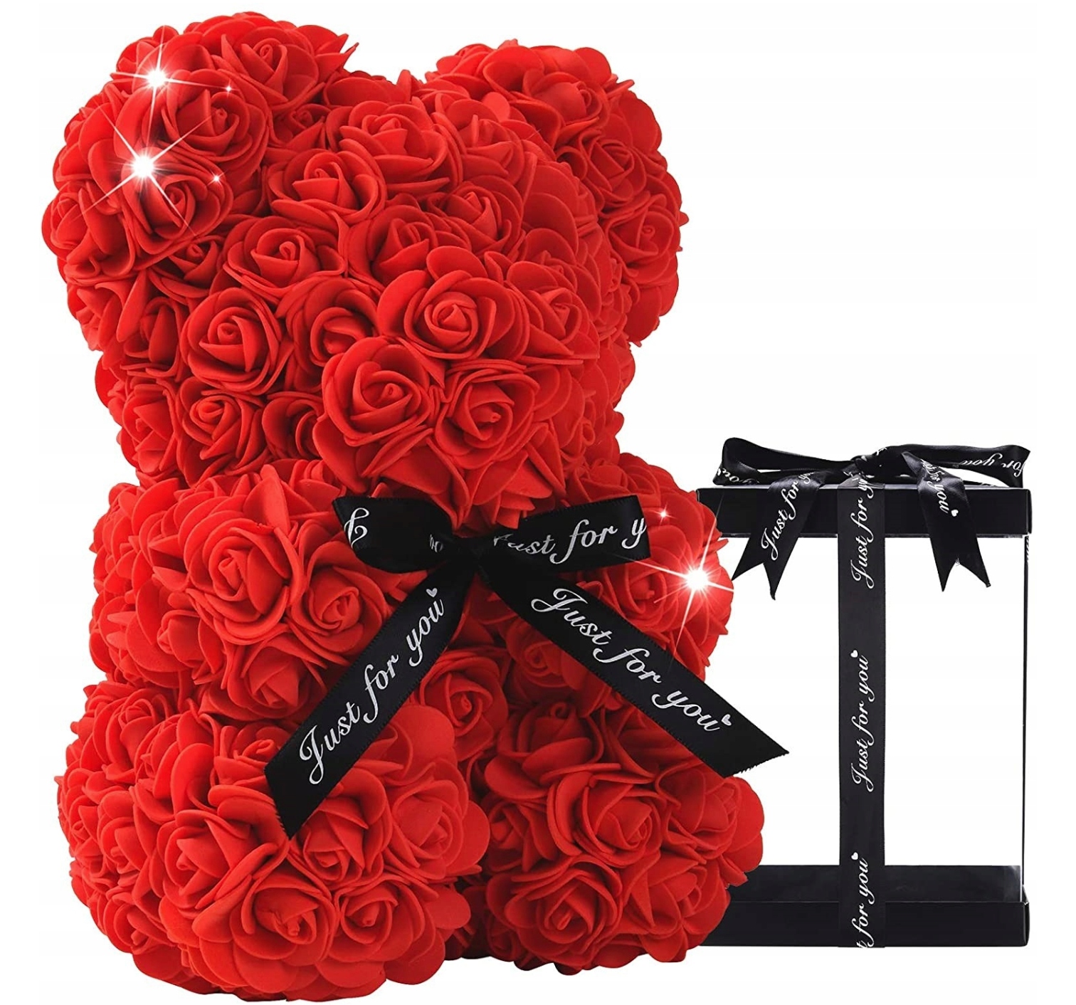 MIŚ KWIATOWY Z RÓŻ PŁATKI Z CZERWONYCH RÓŻ