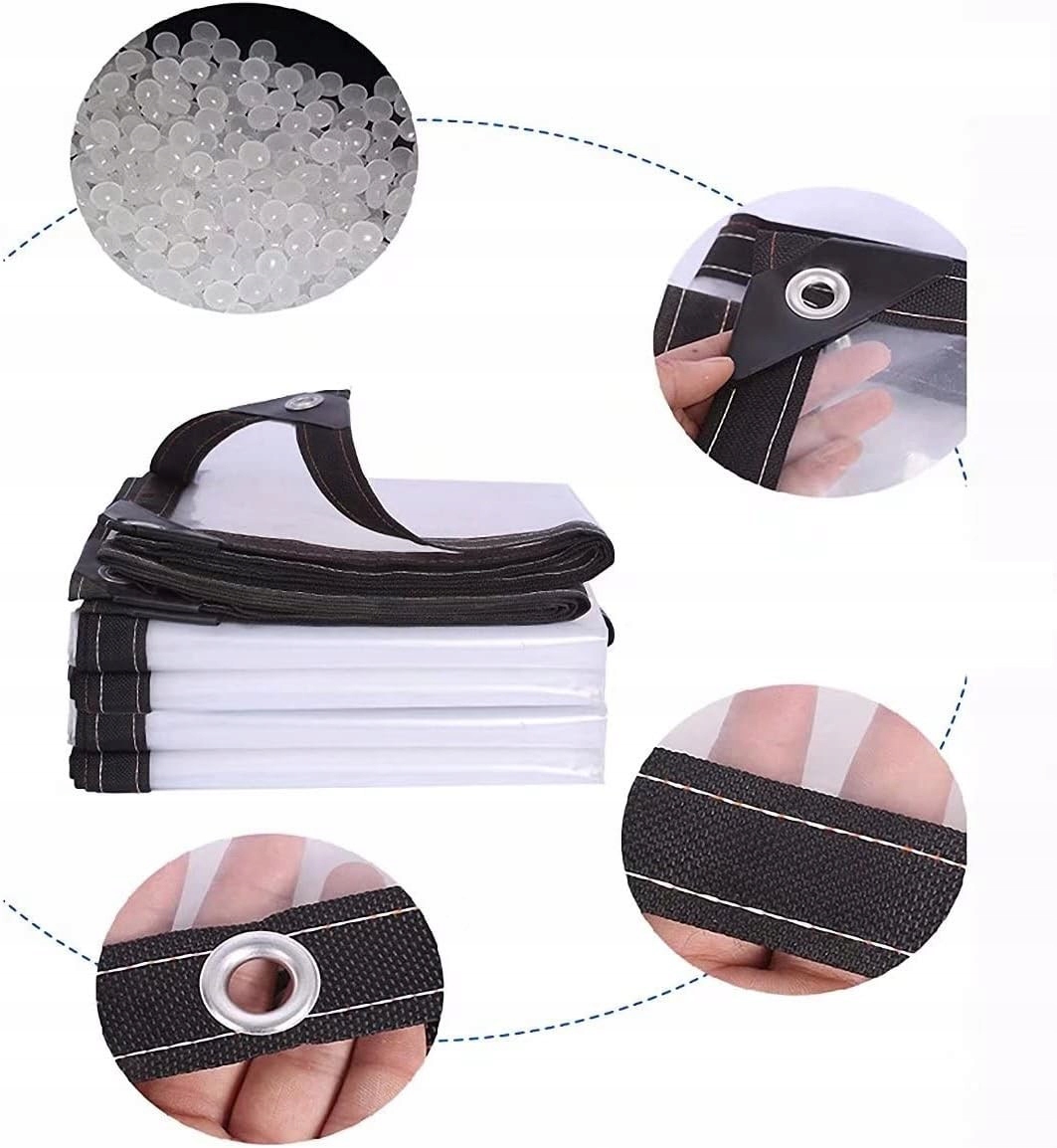 PLANDEKA OGRODOWA TARASOWA WODOODPORNA PRZEZROCZYSTA Z OCZKAMI PASAMI 2x3m Szerokość 3 m