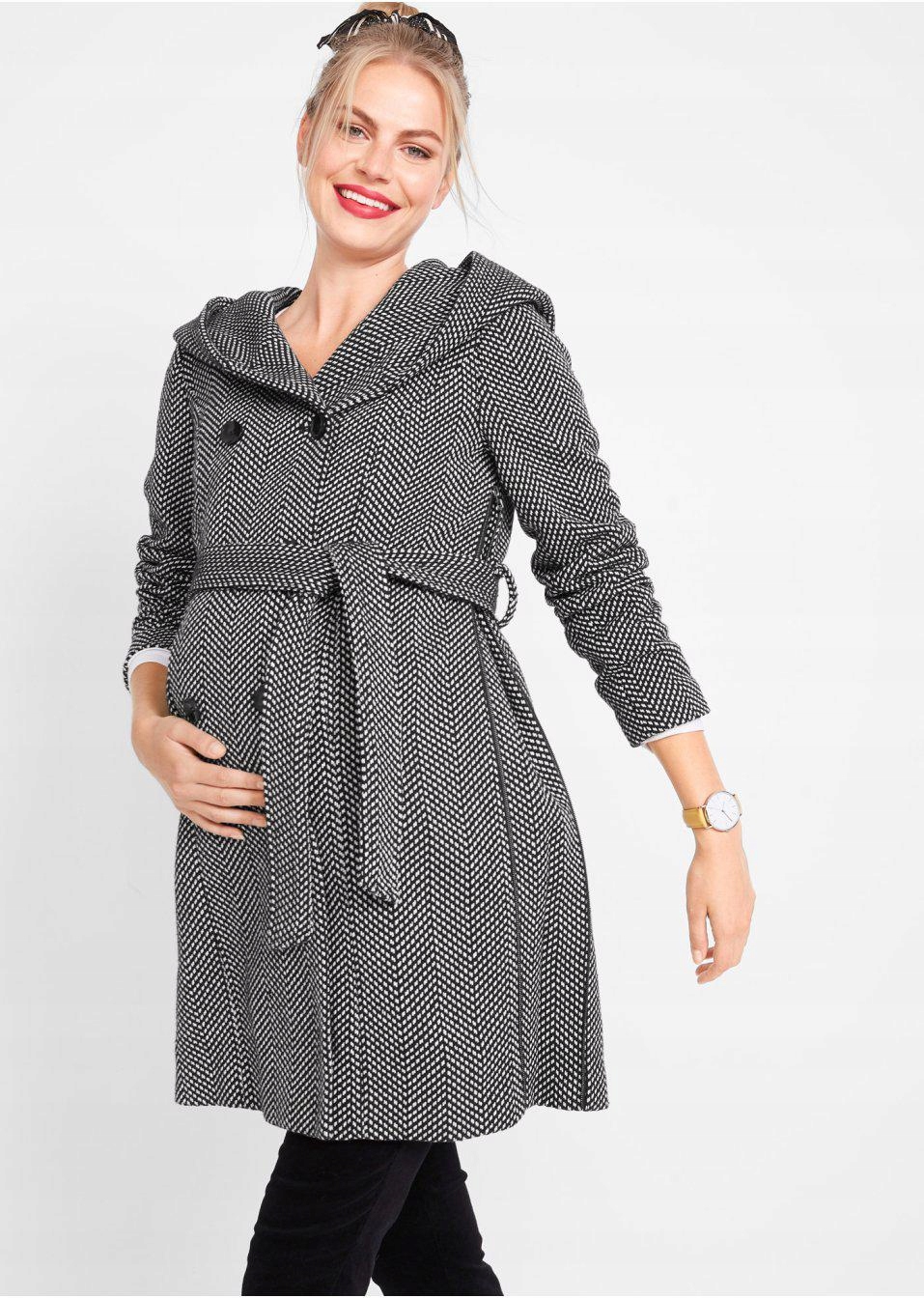 36 PŁASZCZ CIĄŻOWY WIĄZANY PASEK Bonprix Płeć kobieta