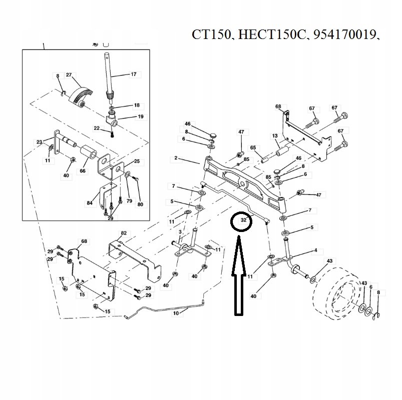 DRĄŻEK KIEROWNICZY ŚR. DO HUSQVARNA CT 130 131 135 141 CTH 171 172 191 200 Marka Garden Parts
