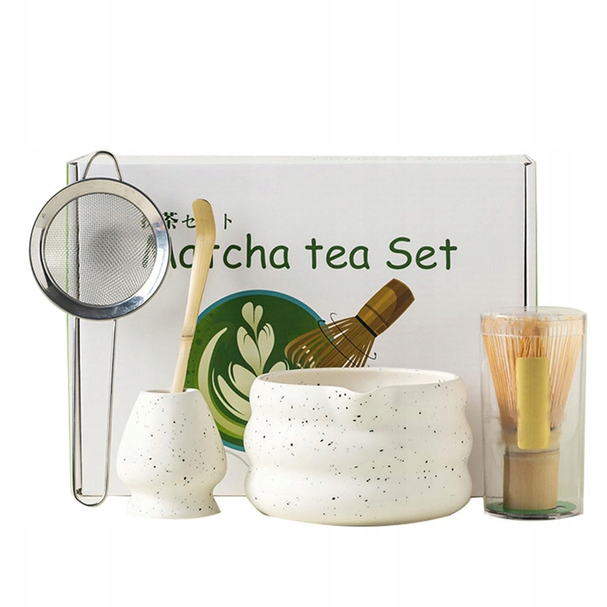 Levně Sada na matcha s miskou a bambusovou šlehací metlou pro čajový obřad
