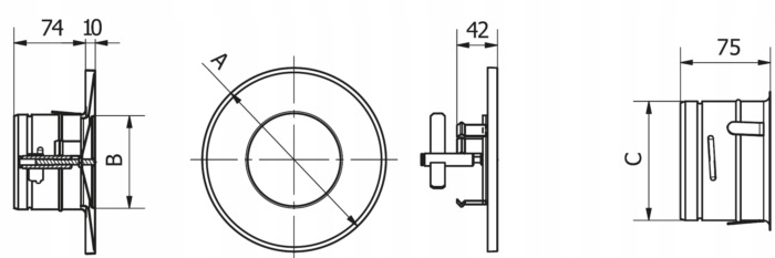 ANEMOSTAT nawiewno-wywiewny biały FI 100 metalowy Typ nawiewny