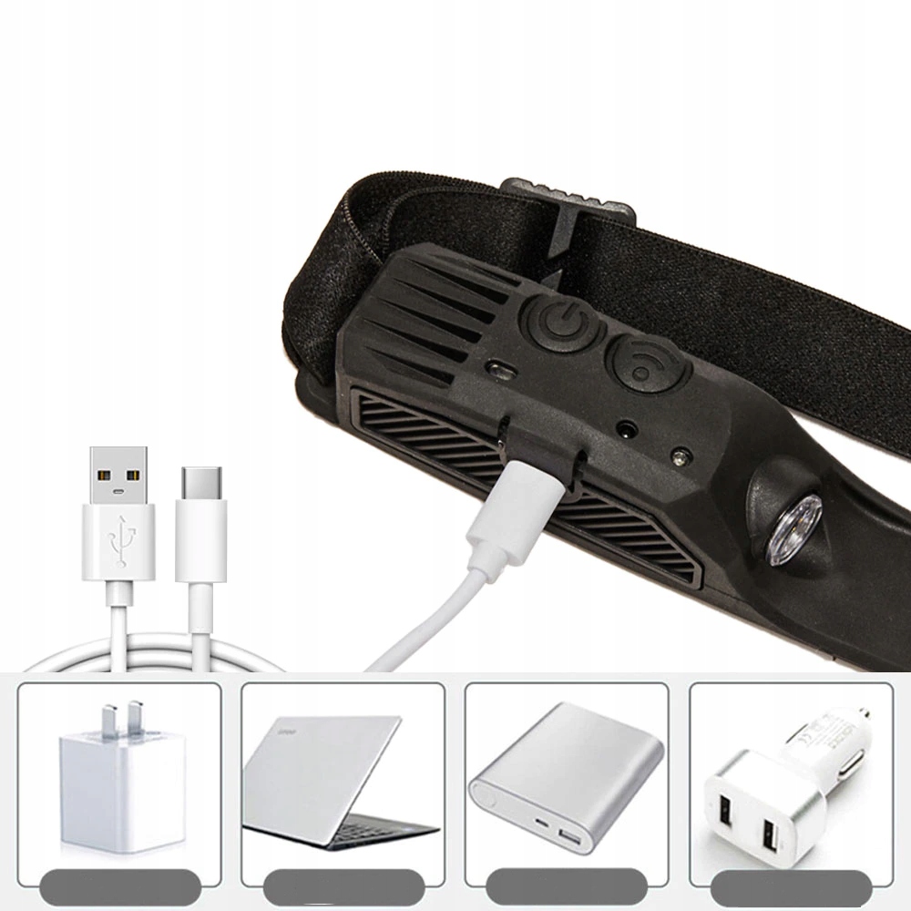 MOCNA LAMPKA LATARKA CZOŁOWA LED REFLEKTOR CZOŁÓWKA NA GŁOWĘ COB JAKOŚĆ Rodzaj akumulatorowa