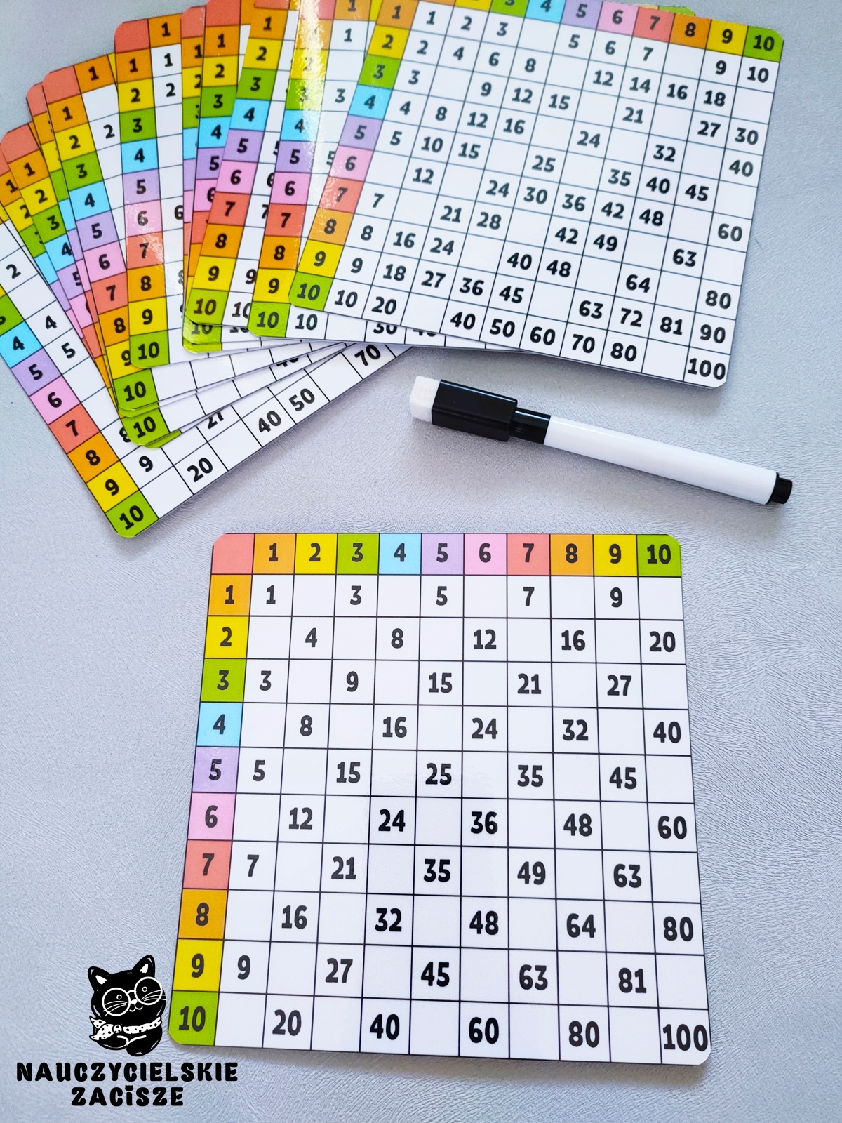 TABLICZKA MNOŻENIA Zestaw 12 plansz do ćwiczenia Język publikacji polski