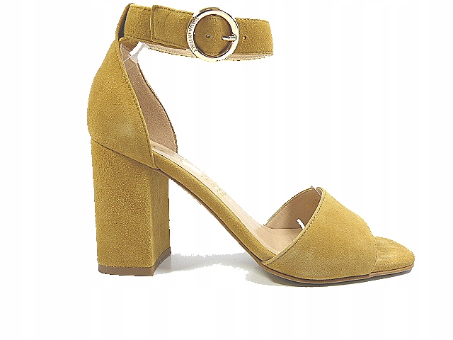 medové semišové kožené letní sandály sloupek svatební hostina kůže Sala 38