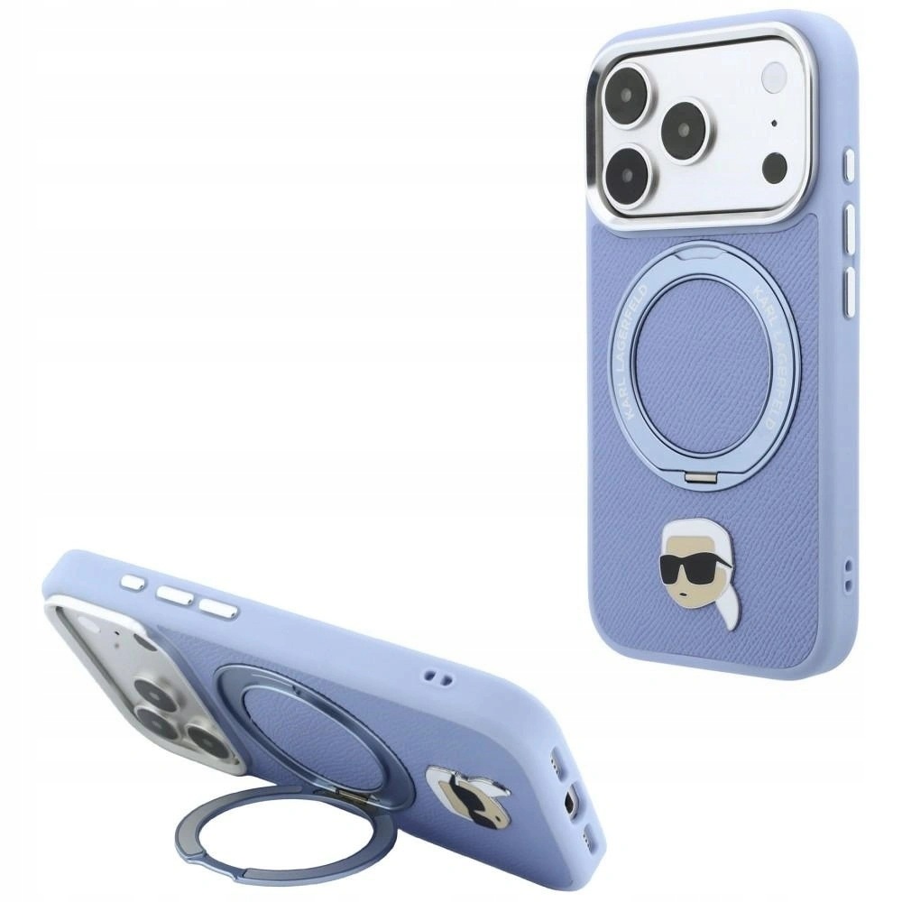 Etui Karl Lagerfeld Ring Stand 360 Karl Head Pin MagSafe iPhone 18/17 Pro