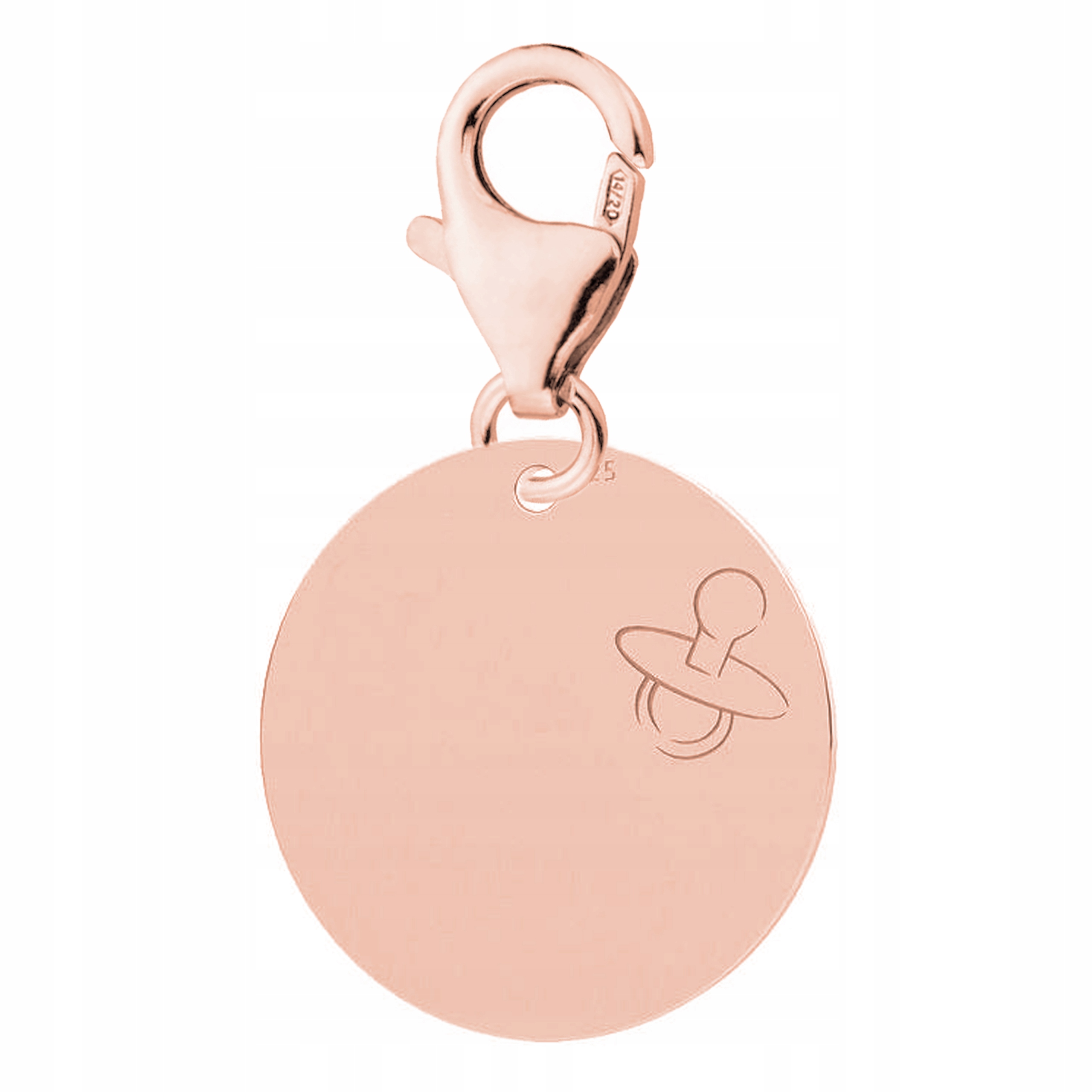 Přívěsek Pozlacený Kulatý plech Dudlík Family Dítě Baby Stříbro 925