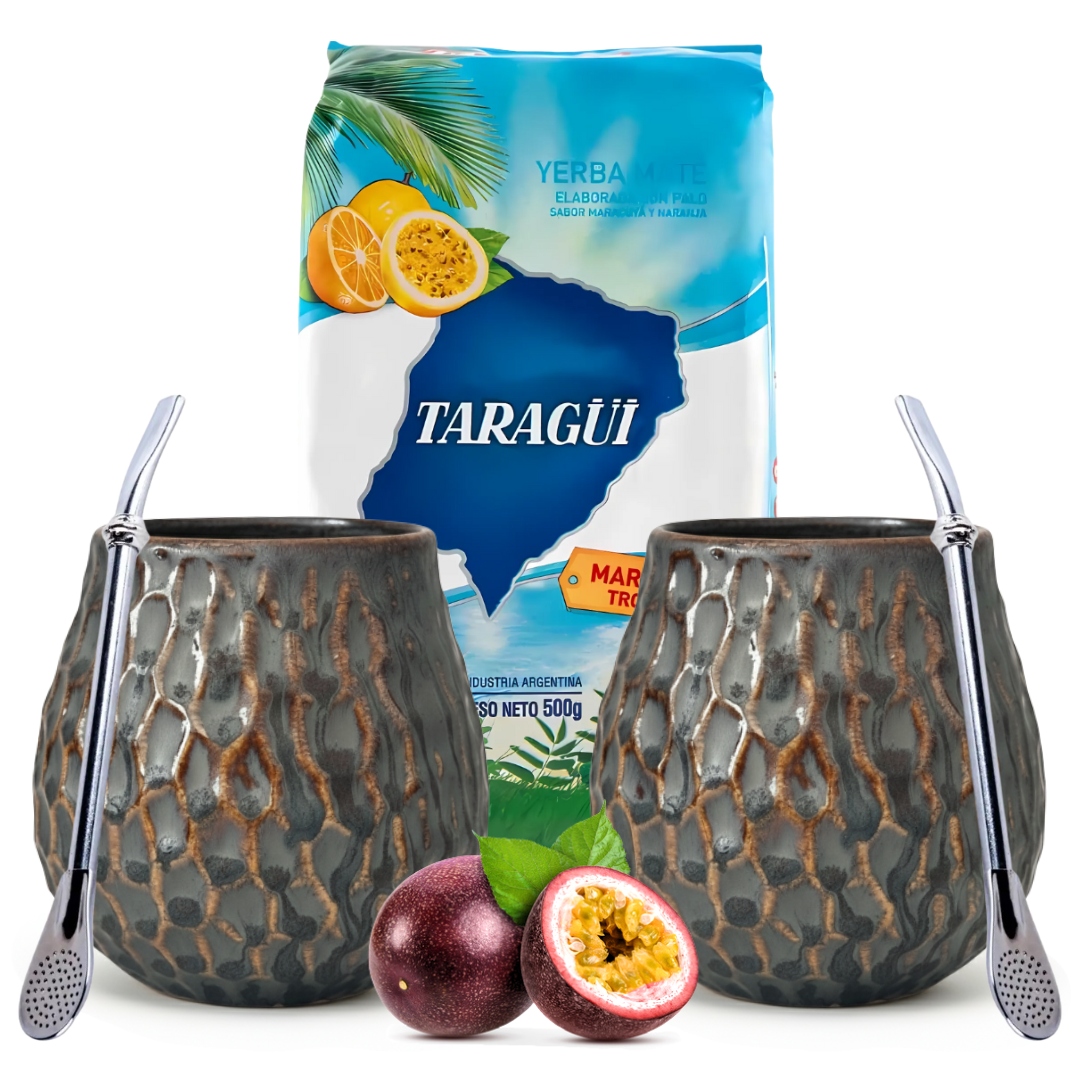 Levně Yerba Mate Sada pro dva – Taragui Maracuya 2x Matero, Bombilla
