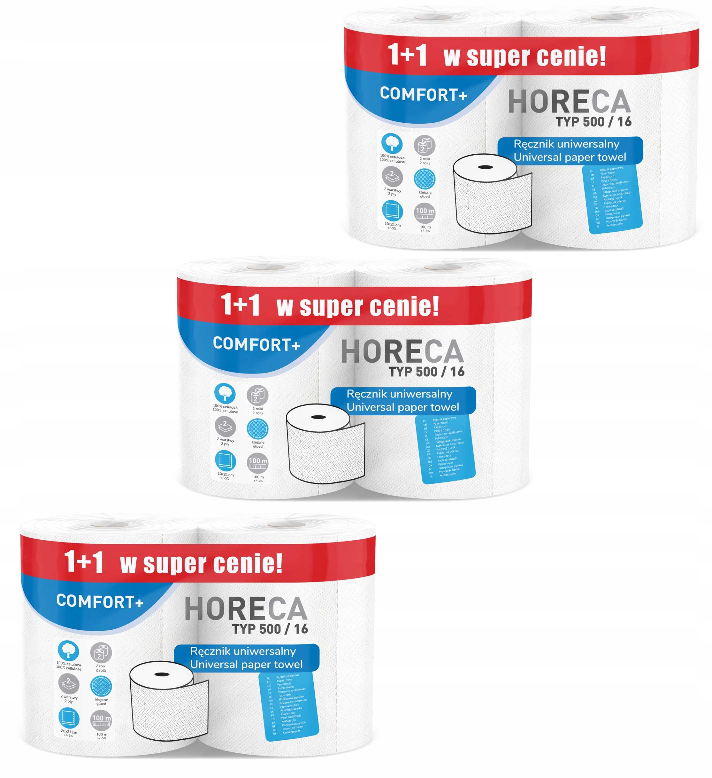Levně Papírový Ručník Horeca Comfort Typ 500 100 M 2 Vrstvy Sada 6 Rolí