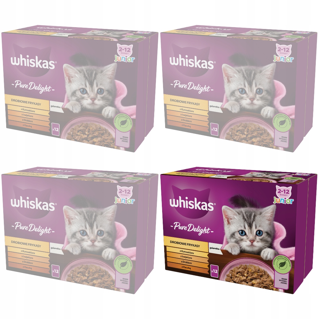 Levně Whiskas Junior Drůbeží Hody v želé Vlhké Krmivo pro koťata 48x85g