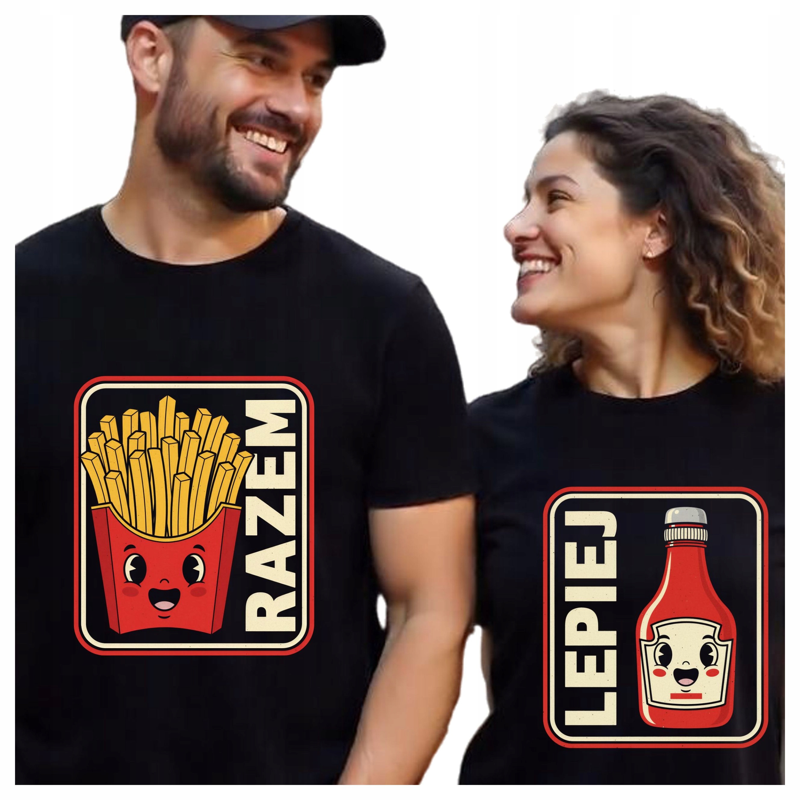 Koszulki dla Par na Walentynki Zakochanej Pary Męża Żony Frytki L