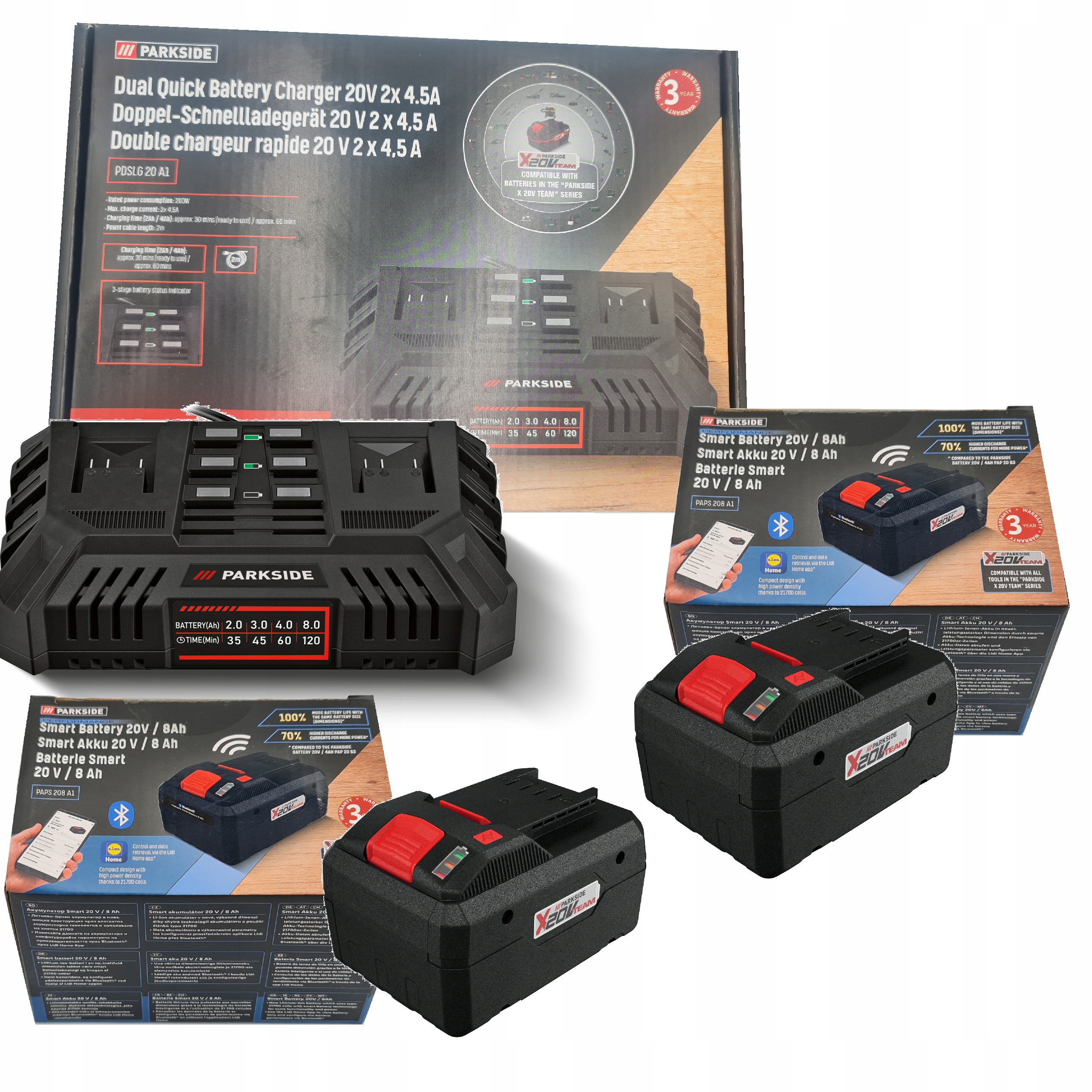 

2x Akumulator Parkside 8ah 20V +podwójna ładowarka
