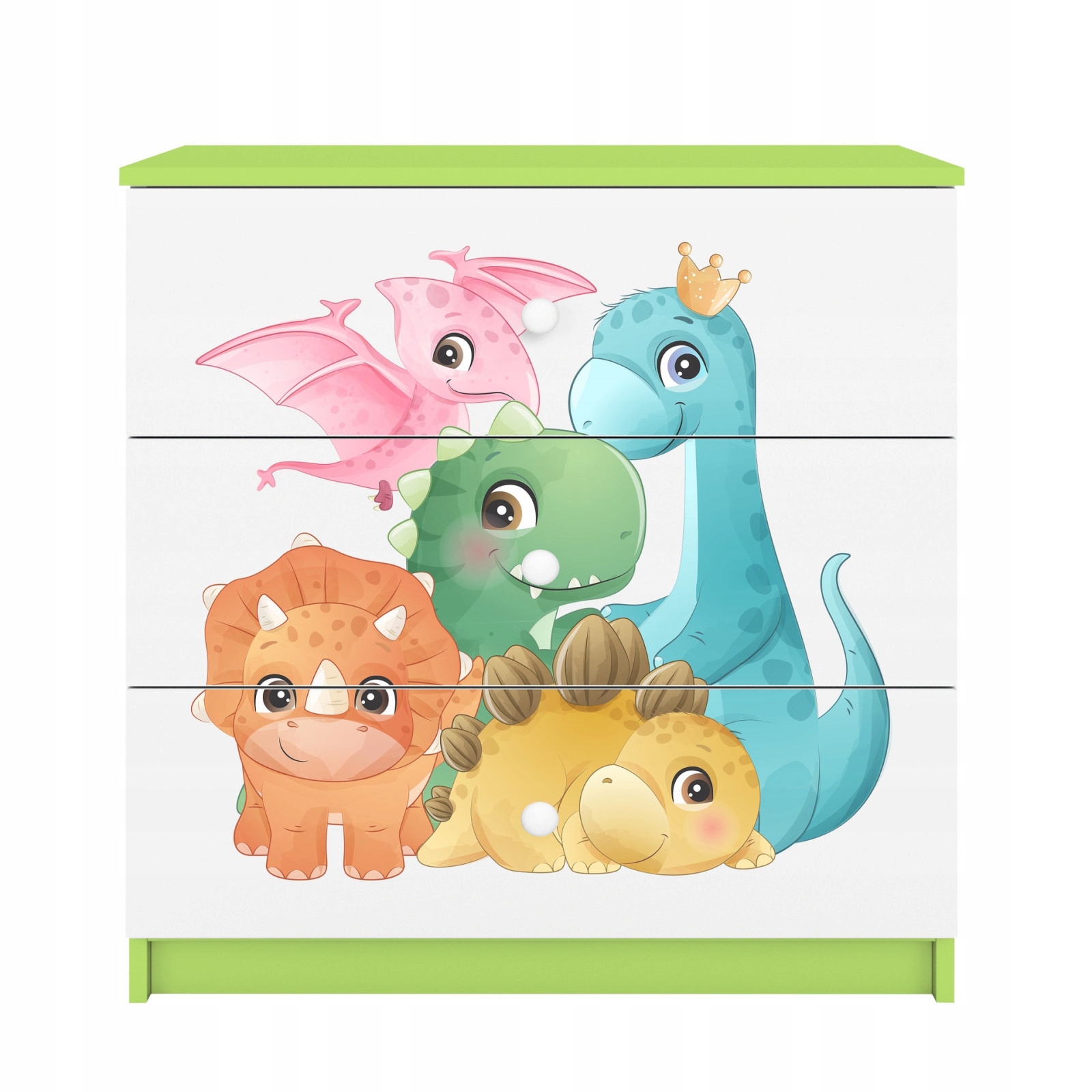 Komoda Babydreams zelená grafika Dinusie 80 cm