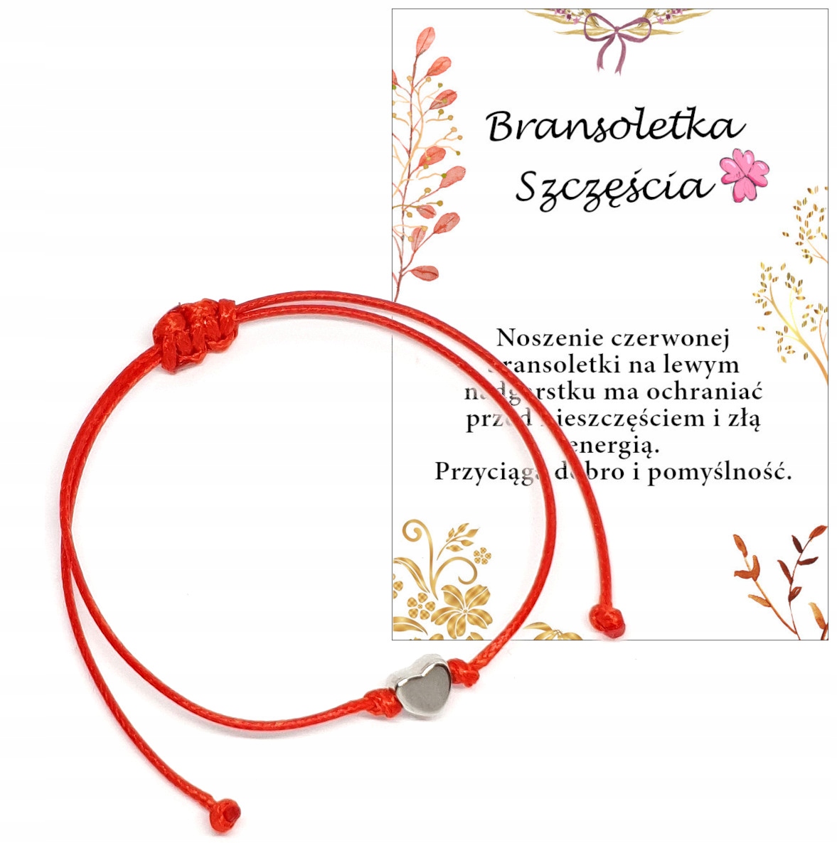 

Bransoletka Szczęścia Serduszko Amulet Kabała