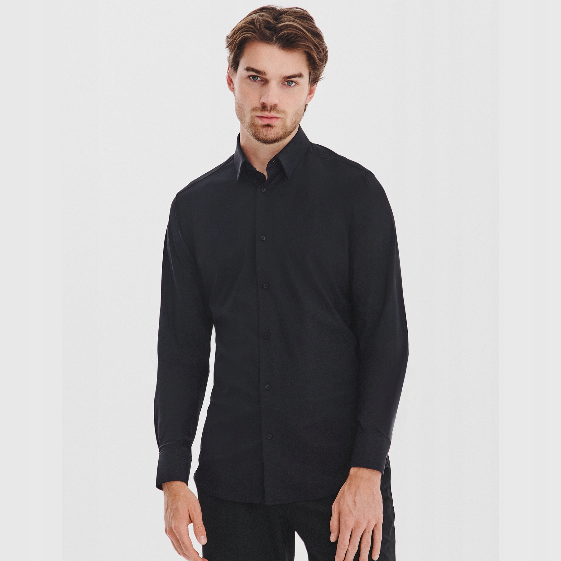 Elegantní pánská košile v černé barvě Basic Pako Lorente vel