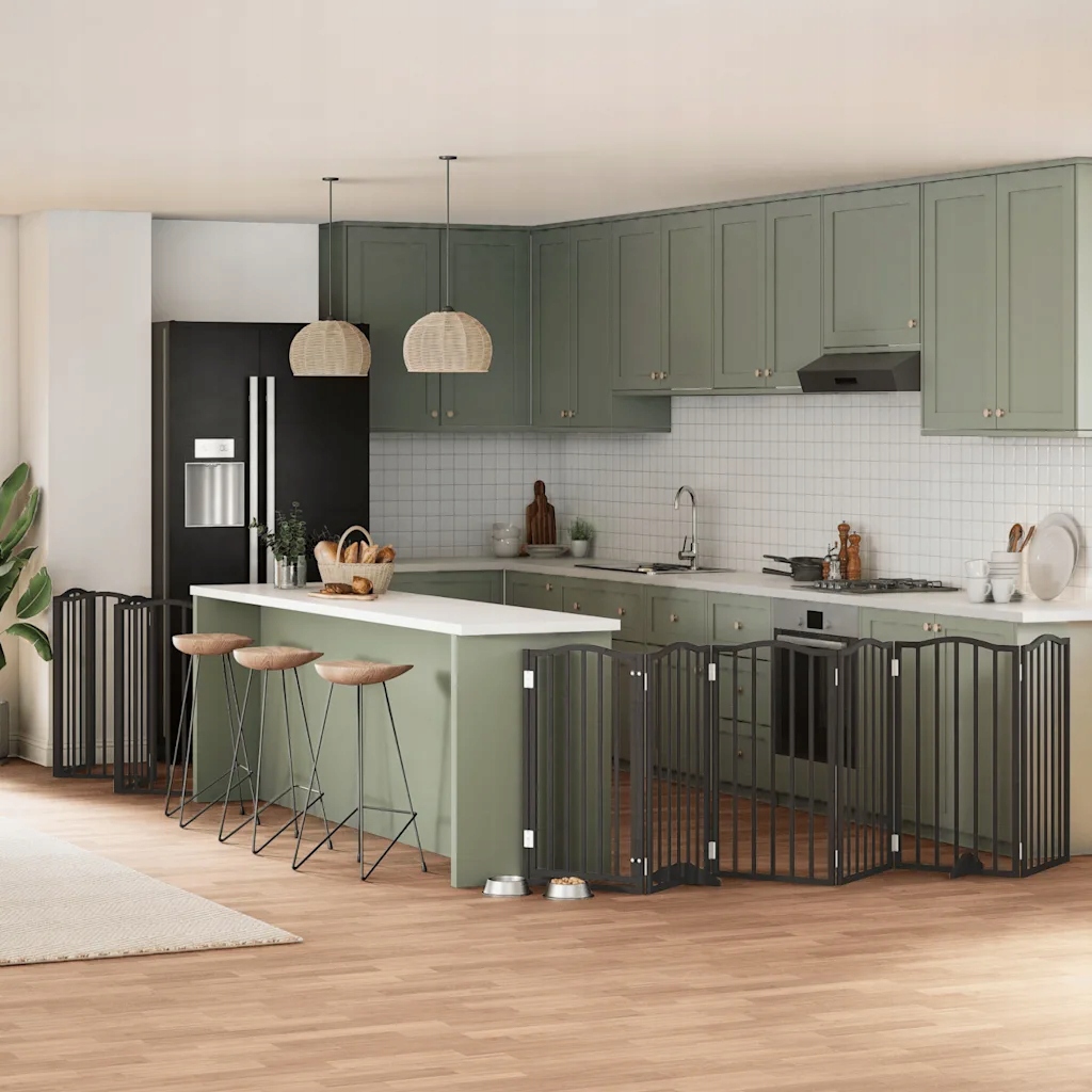 Zábrana pro psy s dvířky skládací 12 panelů černá 600 cm topol Černý 315560