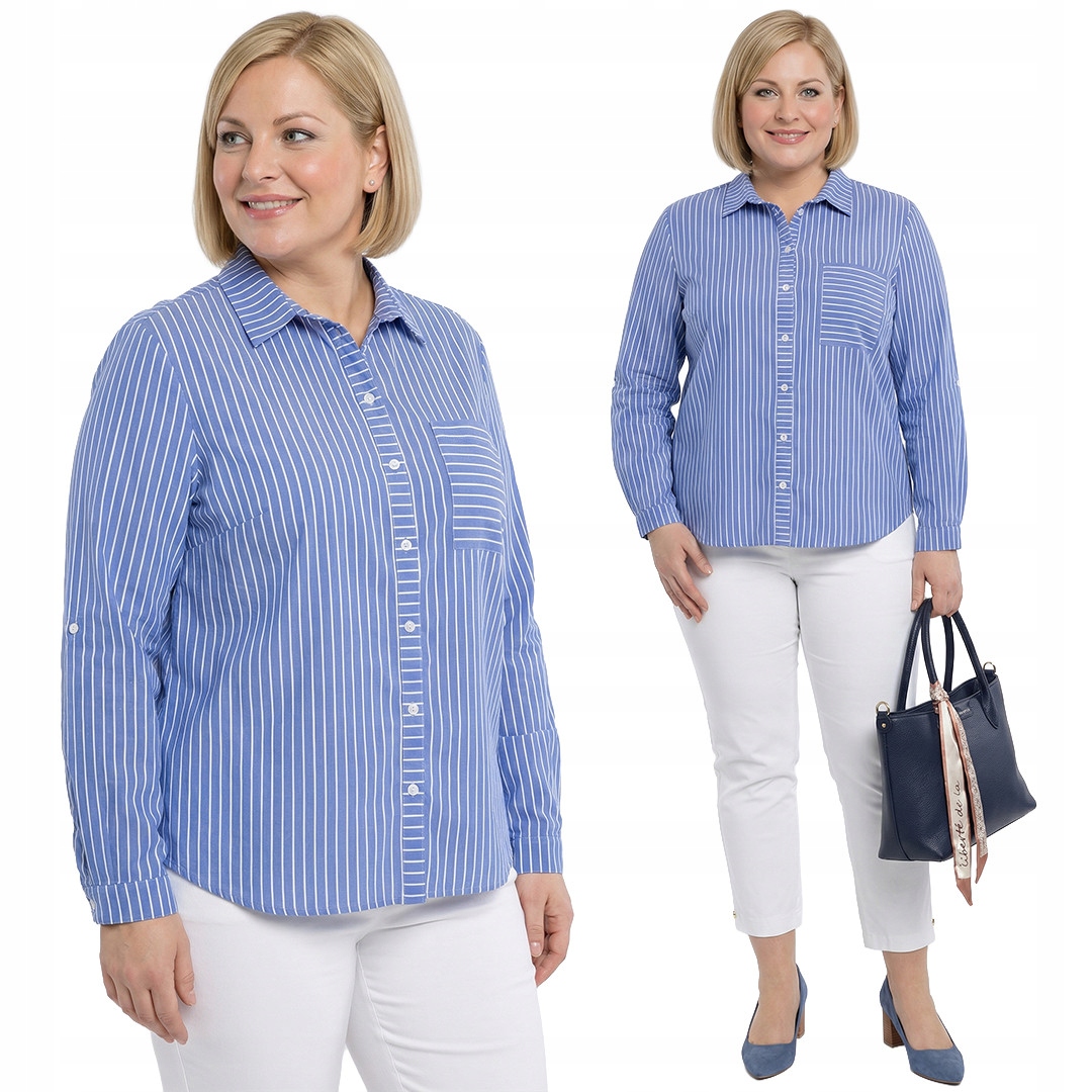 Modrá pruhovaná košile plus size velikost 56