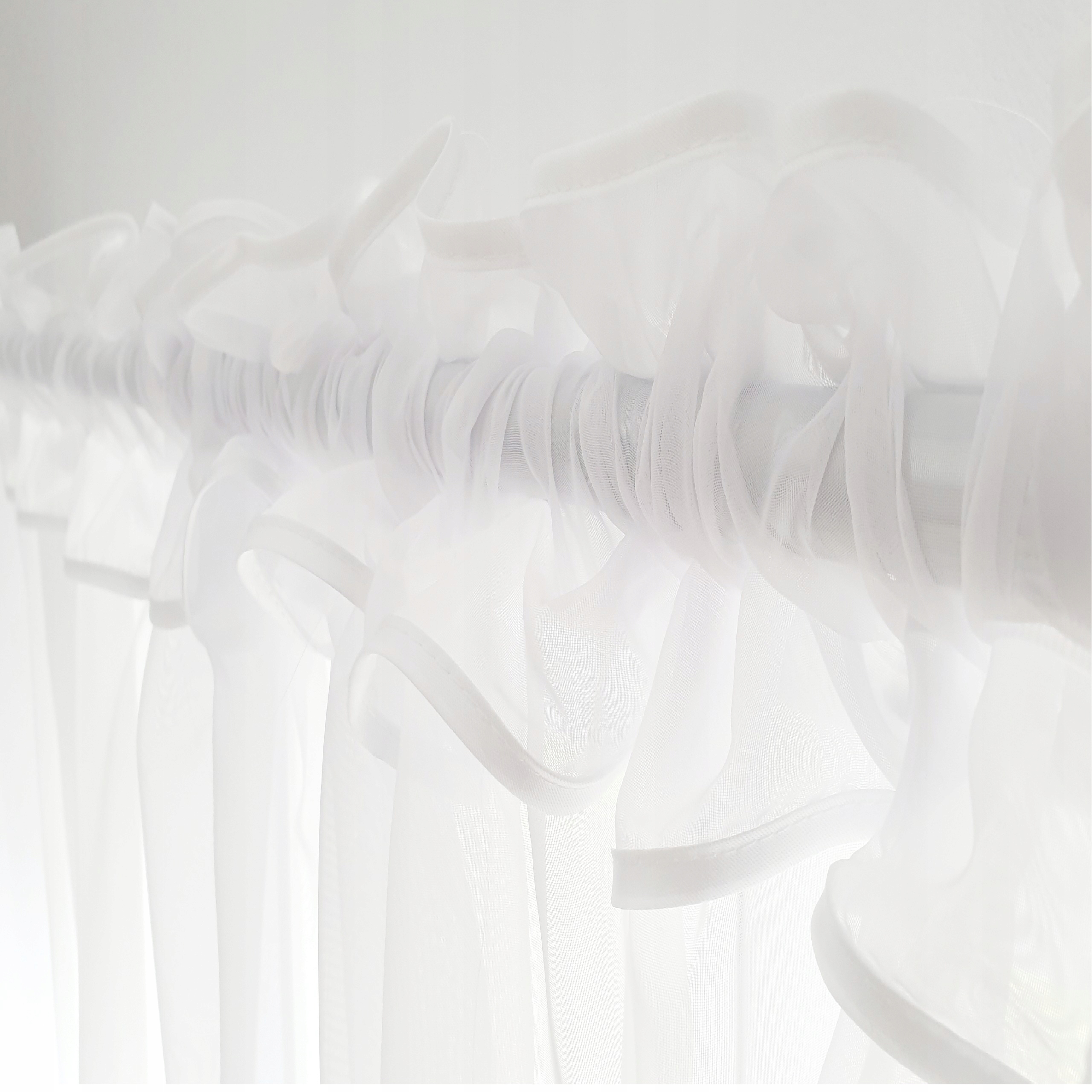 FIRANA GOTOWA W ŁUK Z LAMÓWKĄ 160x400 BIAŁA GŁADKA KLASYCZNA DUŻO ROZMIARÓW Materiał woal