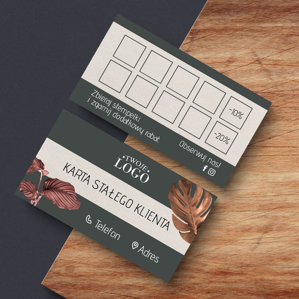 Karty Stałego Klienta Eleganckie Beauty z Logo Marka inny