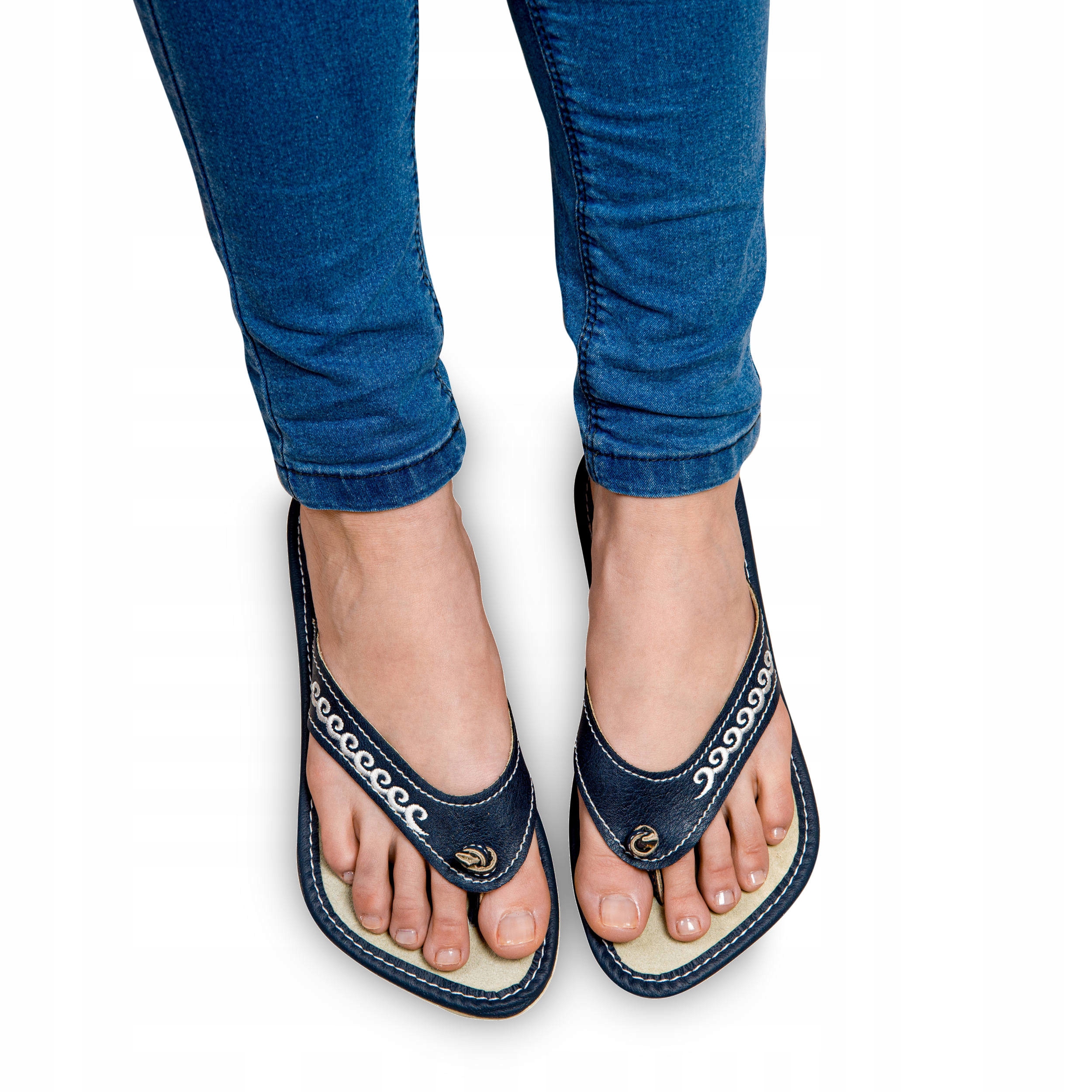 

Kapcie Japonki klapki damskie skórzana wkładka