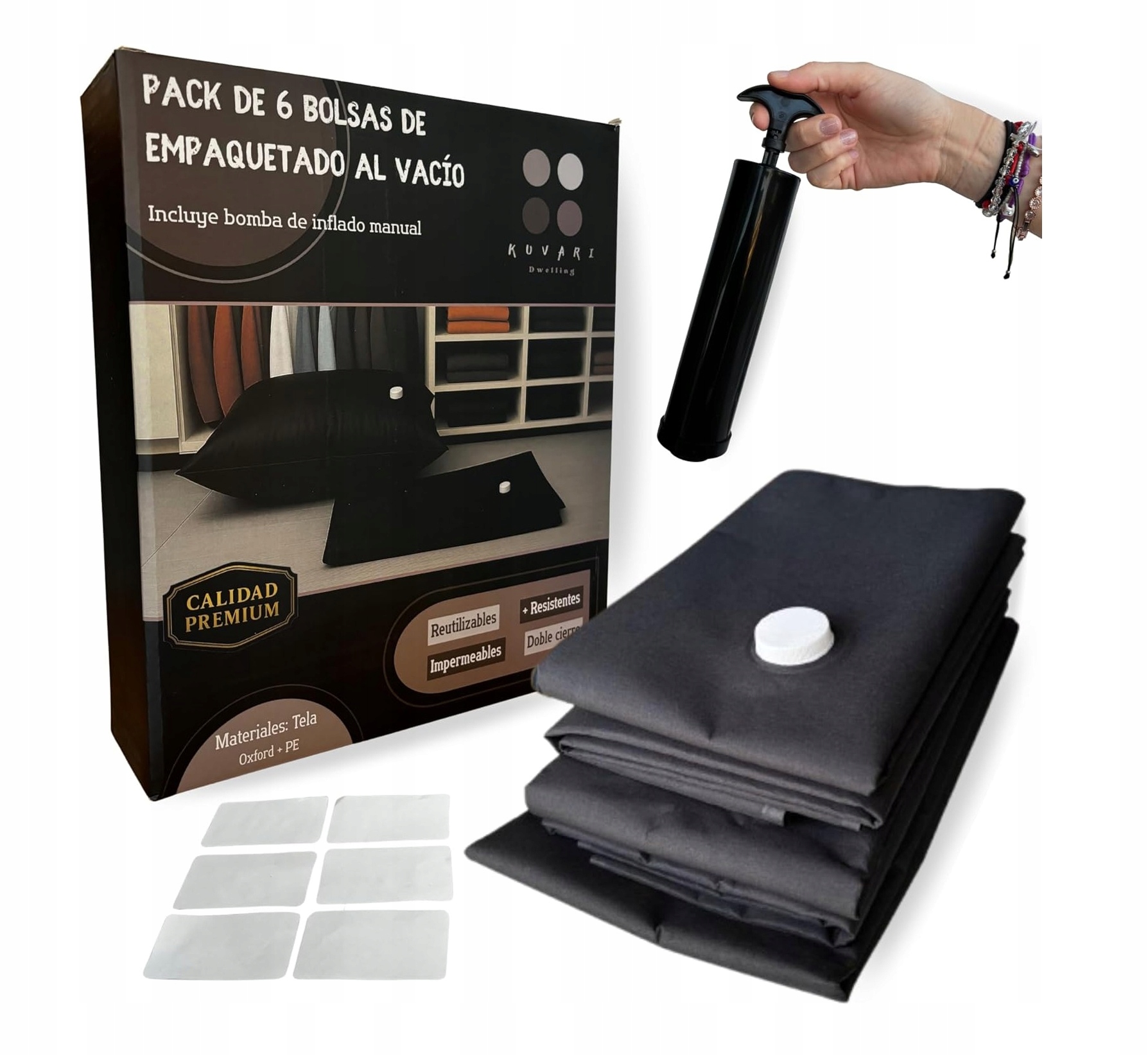 Vakuové Sáčky S Pumpičkou 6 Ks S M L na ložní prádlo Sáček Opakovaně Použitelné