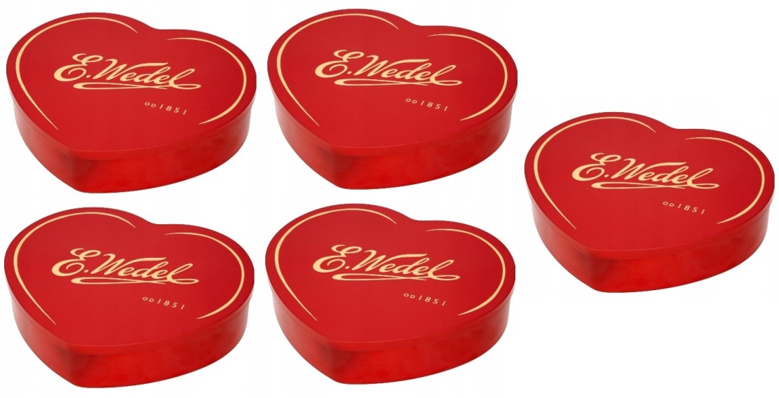 Levně 5 x 263 g Wedel Od srdce bonboniéra pralinky v plechovce Karton