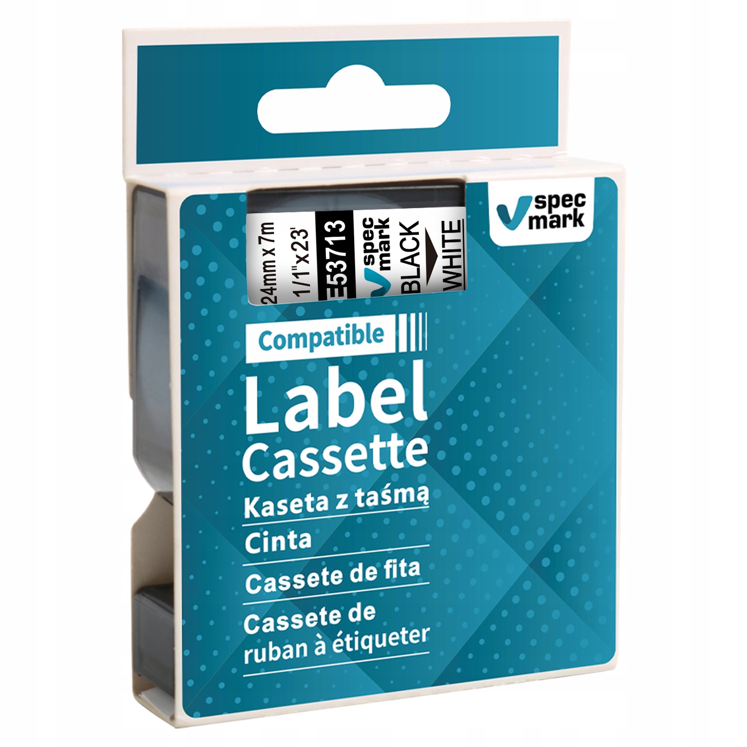 Taśma do DYMO D1 53713 24mm/7m biała/czarny Stan opakowania oryginalne