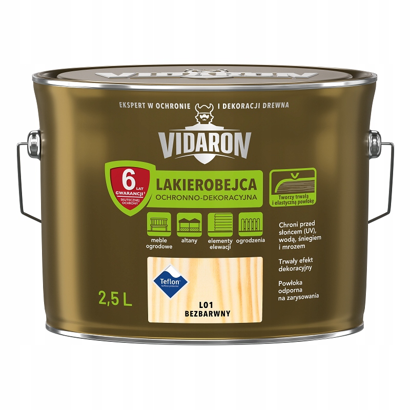 Vidaron lakierobejca do drewna L01 bezbarwny 2,5L
