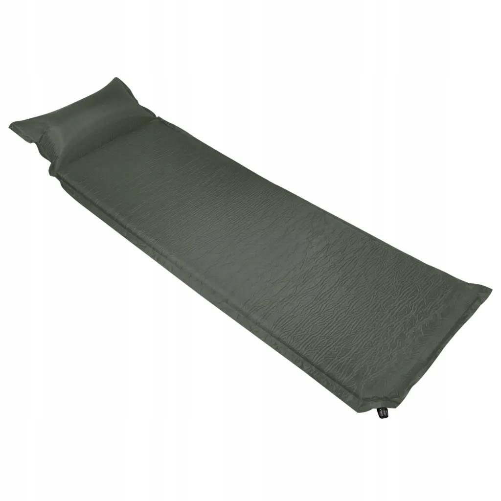 Темно-зеленый надутый матрас с подушкой 66x200см