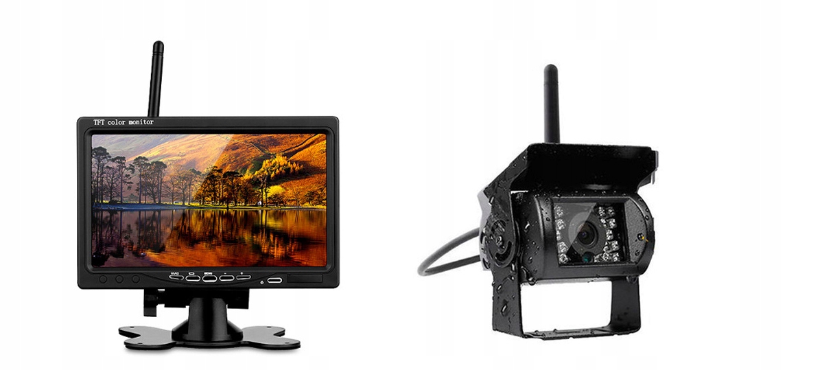 BEZPRZEWODOWY ZESTAW COFANIA 24V KAMERA LCD 7 Display diagonal 7