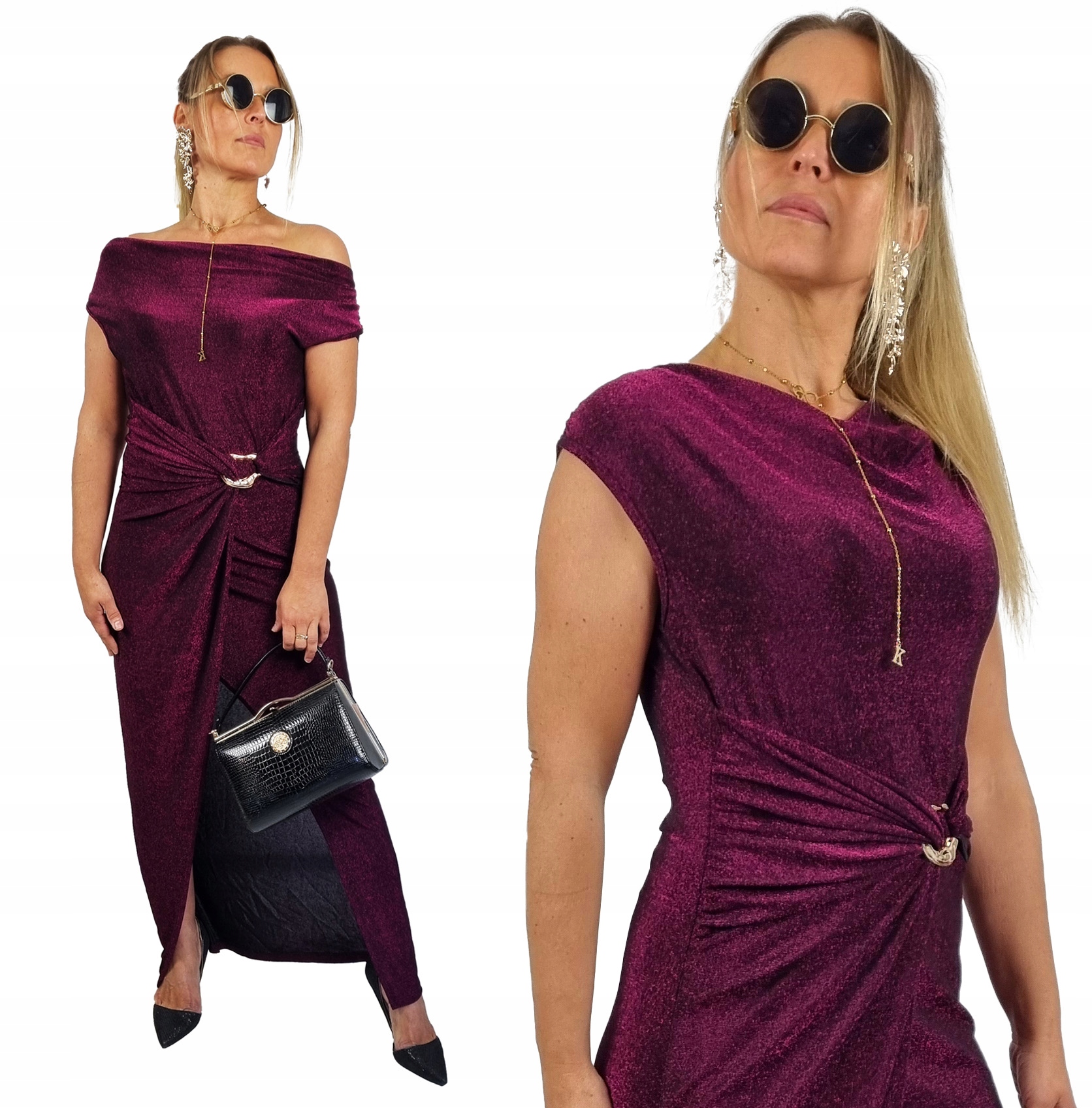 Dlouhá sukně s rozparkem Bordó Elegantní Šaty Maxi Večerní