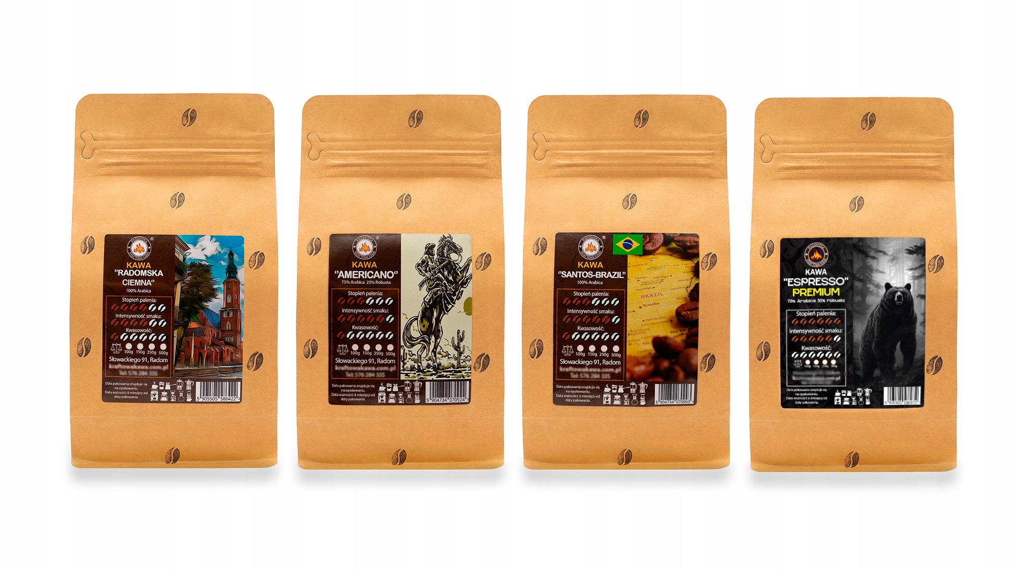 Mletá káva Degustační Sada 4x200g Přírodní Řemeslná Káva