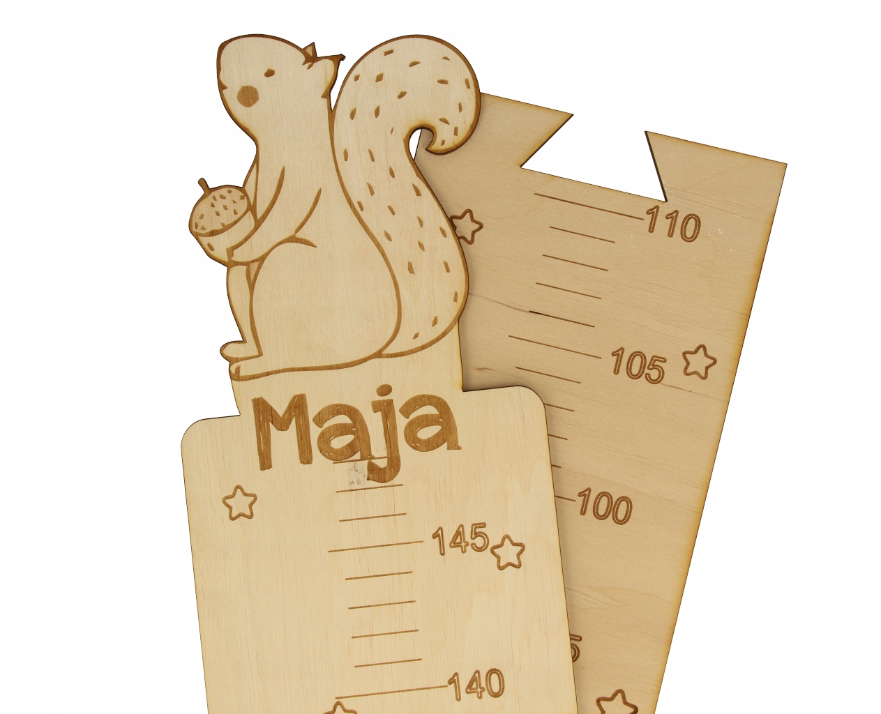 

Drewniana Miarka Wzrostu na ścianę Wiewiórka imię