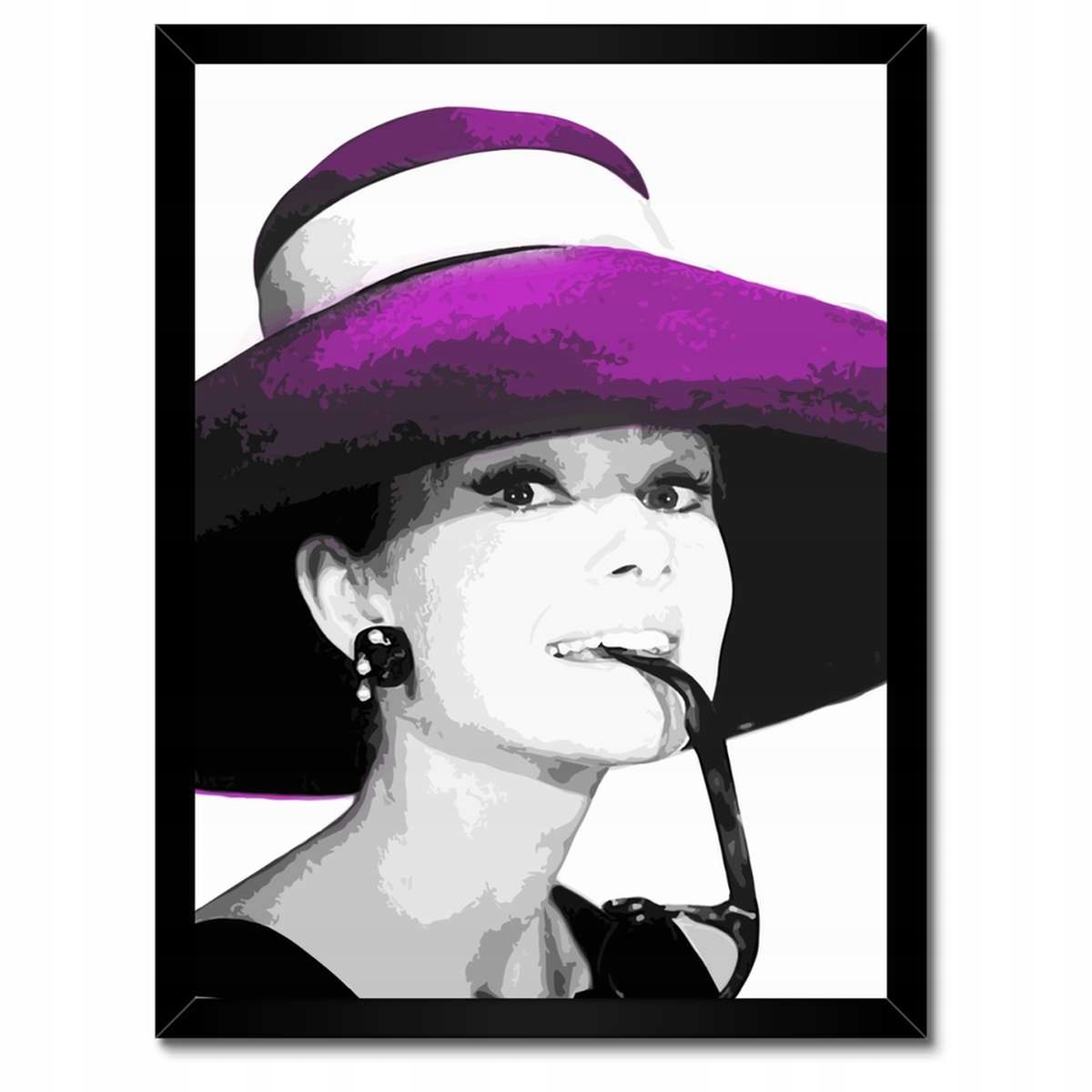 Plakáty v rámu 30x40 Hepburn v klobouku