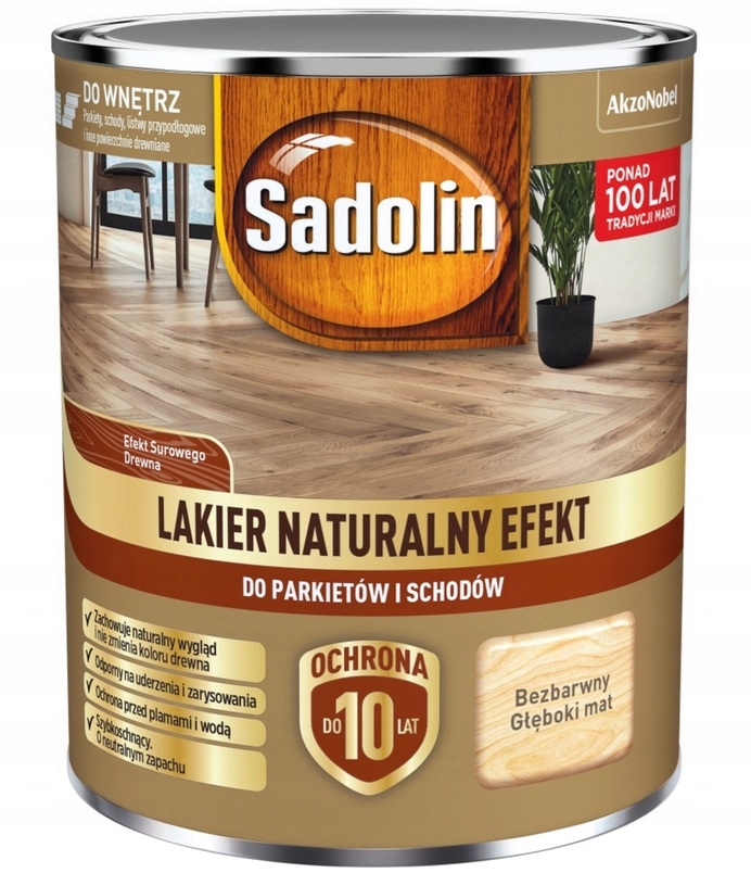 Sadolin Lakier Do Parkietów I Schodów Naturalny Efekt- głęboki mat, 4.5l